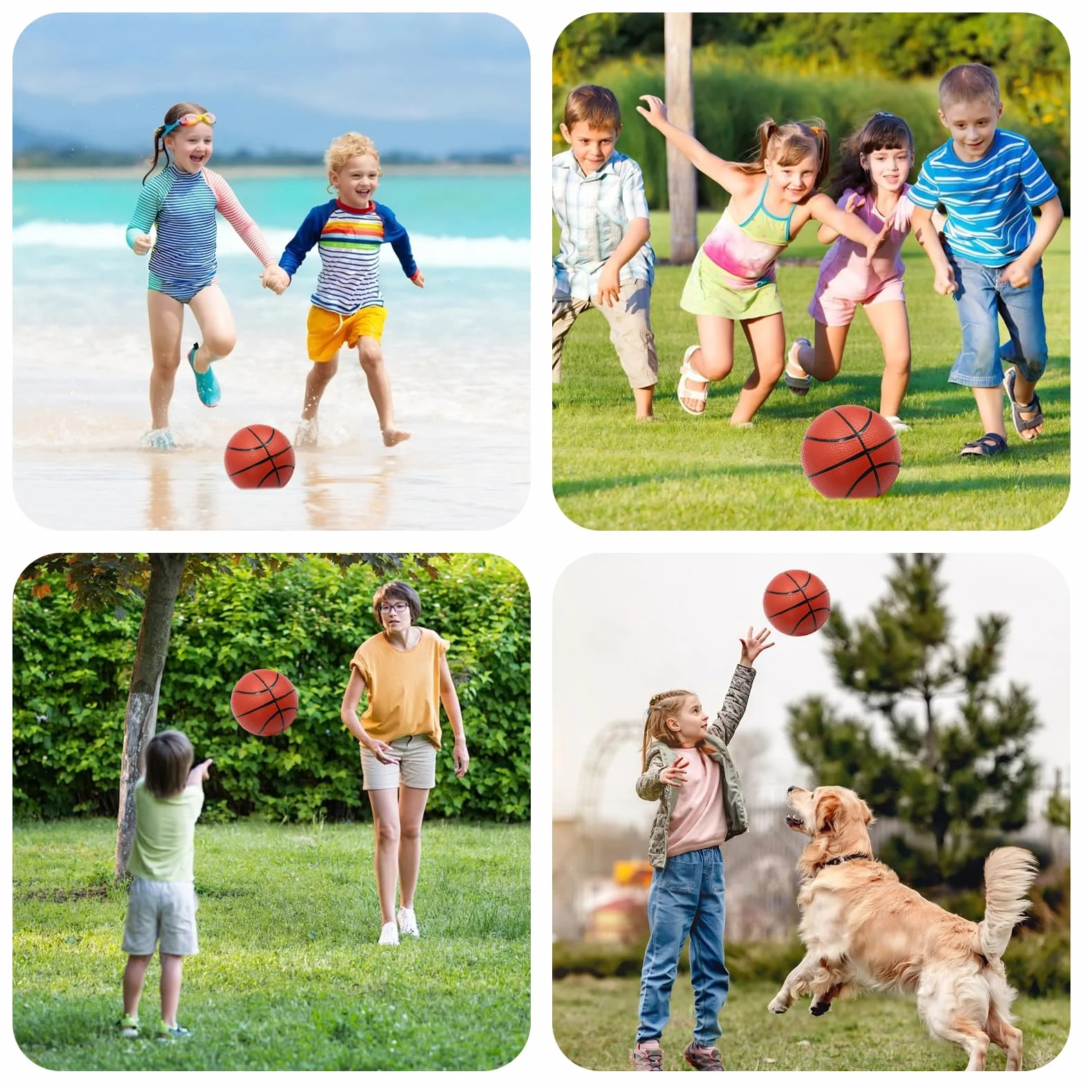 Baloncesto Pequeño para Niños Paquete de 4 Balones Inflables con Bomba Mini Set Deportivo