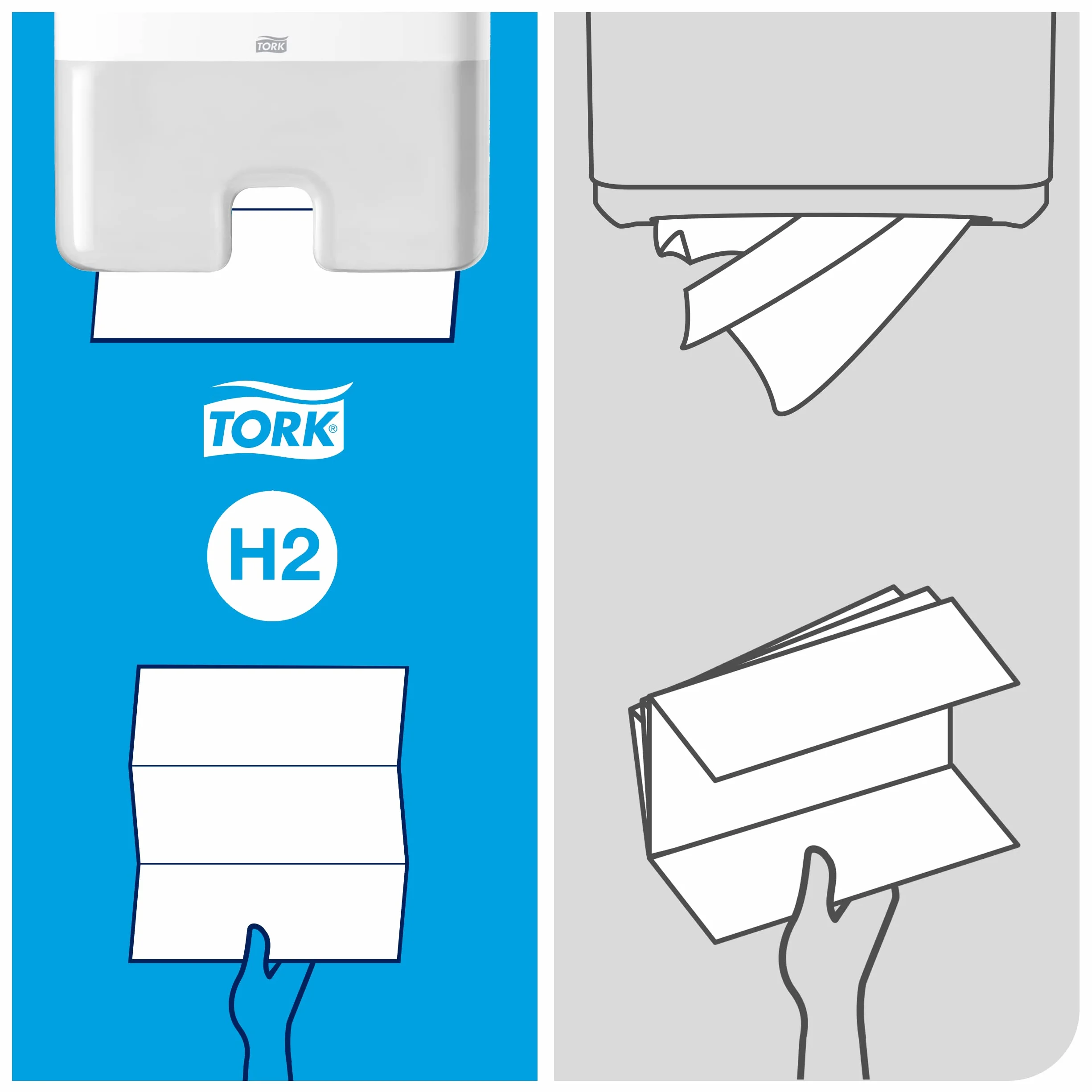 Tork 552100 Dispensador de Toallas de Mano entreplegadas, Compatible con Sistema H2, 29.5x30.2x10.1 cm, Blanco