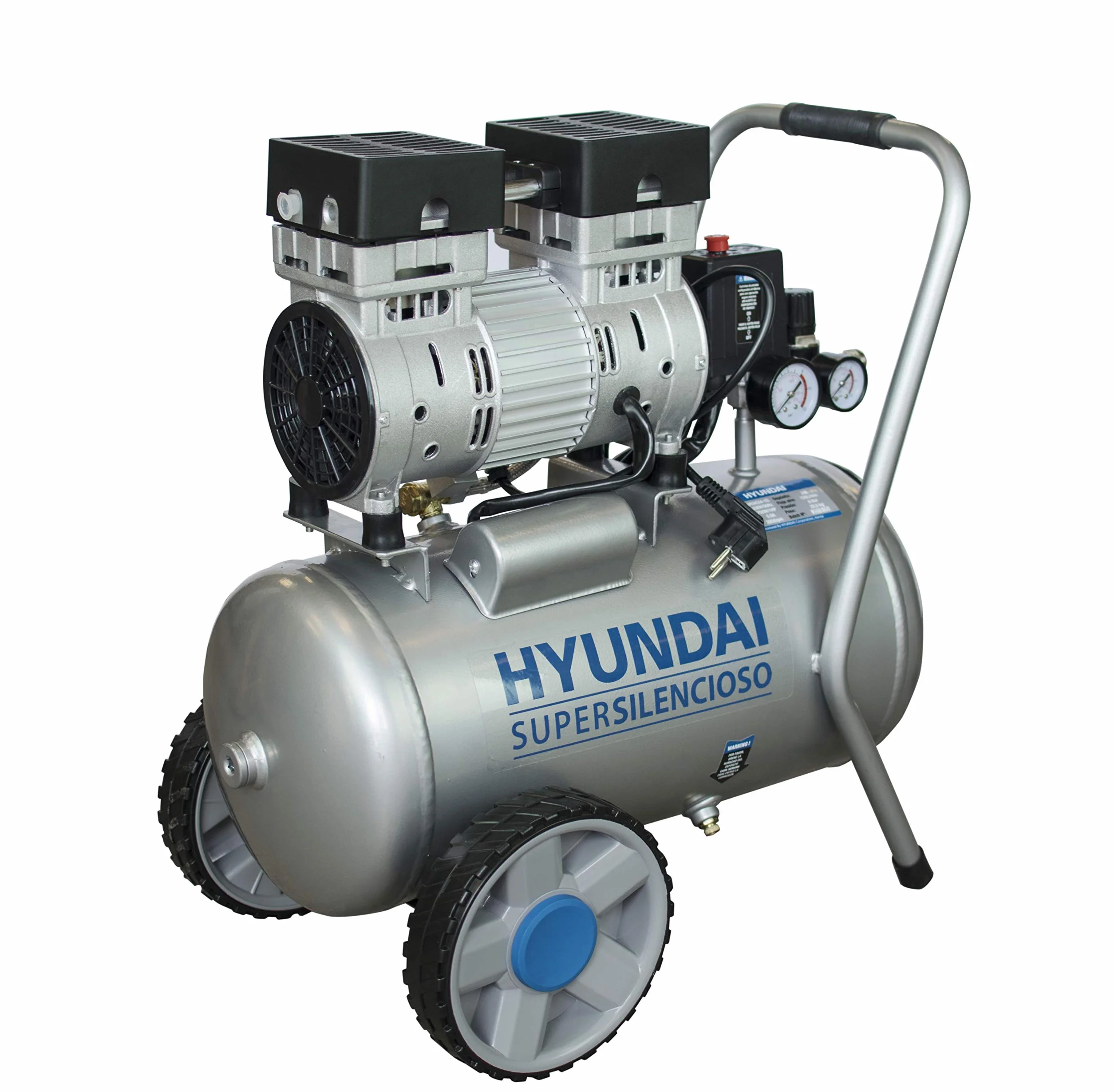 Hyundai HYAC24-1S Compresor silencioso, SIN MANTENIMIENTO NO NECESITA ACEITE, plateado