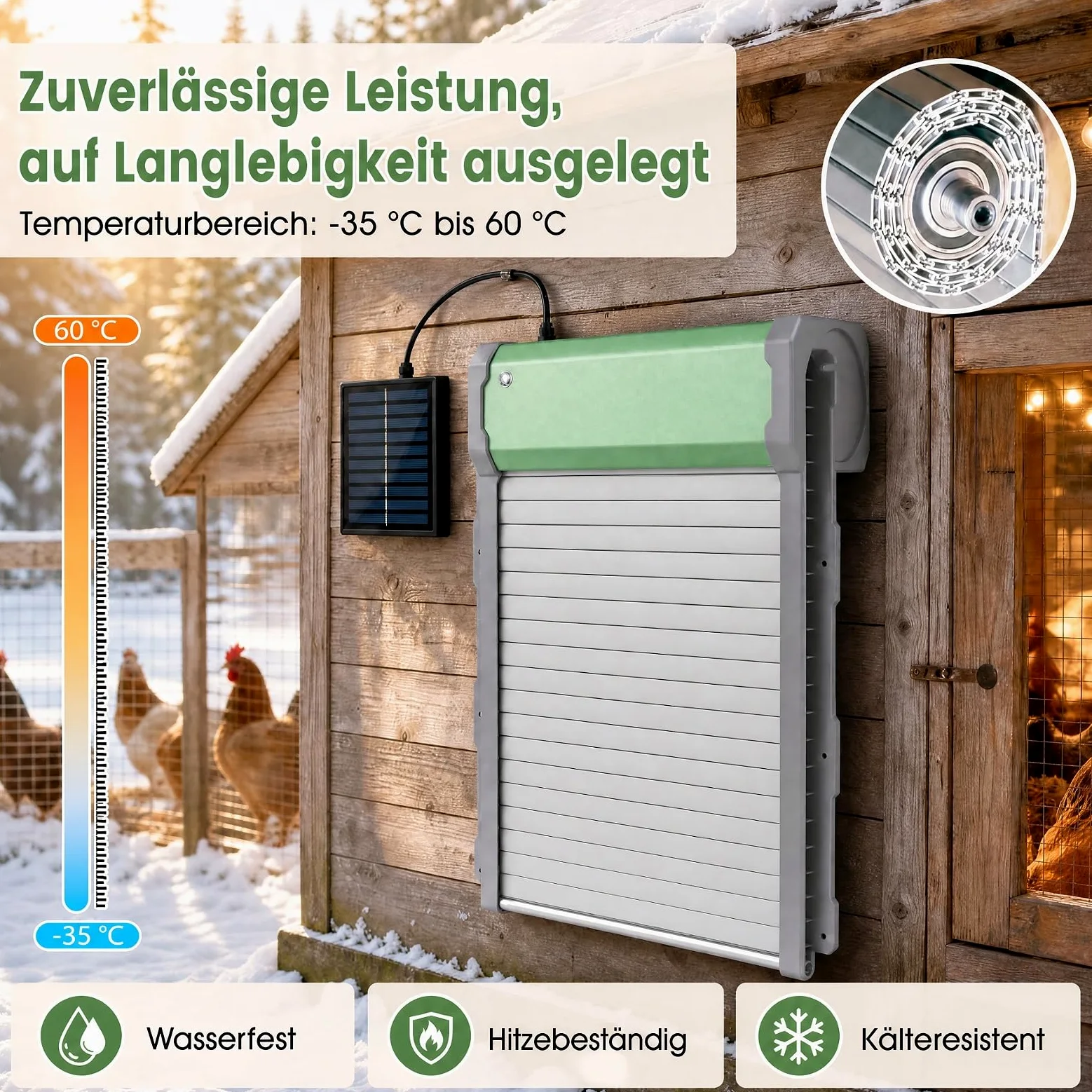 GYMAX Puerta Gallinero Automatica Solar con Control Remoto de 40 m, Puerta de Pollo Automática con Temporizador, Sensor de Luz, Modo Manual a Botón, Batería Recargable y Panel Solar para Exterior
