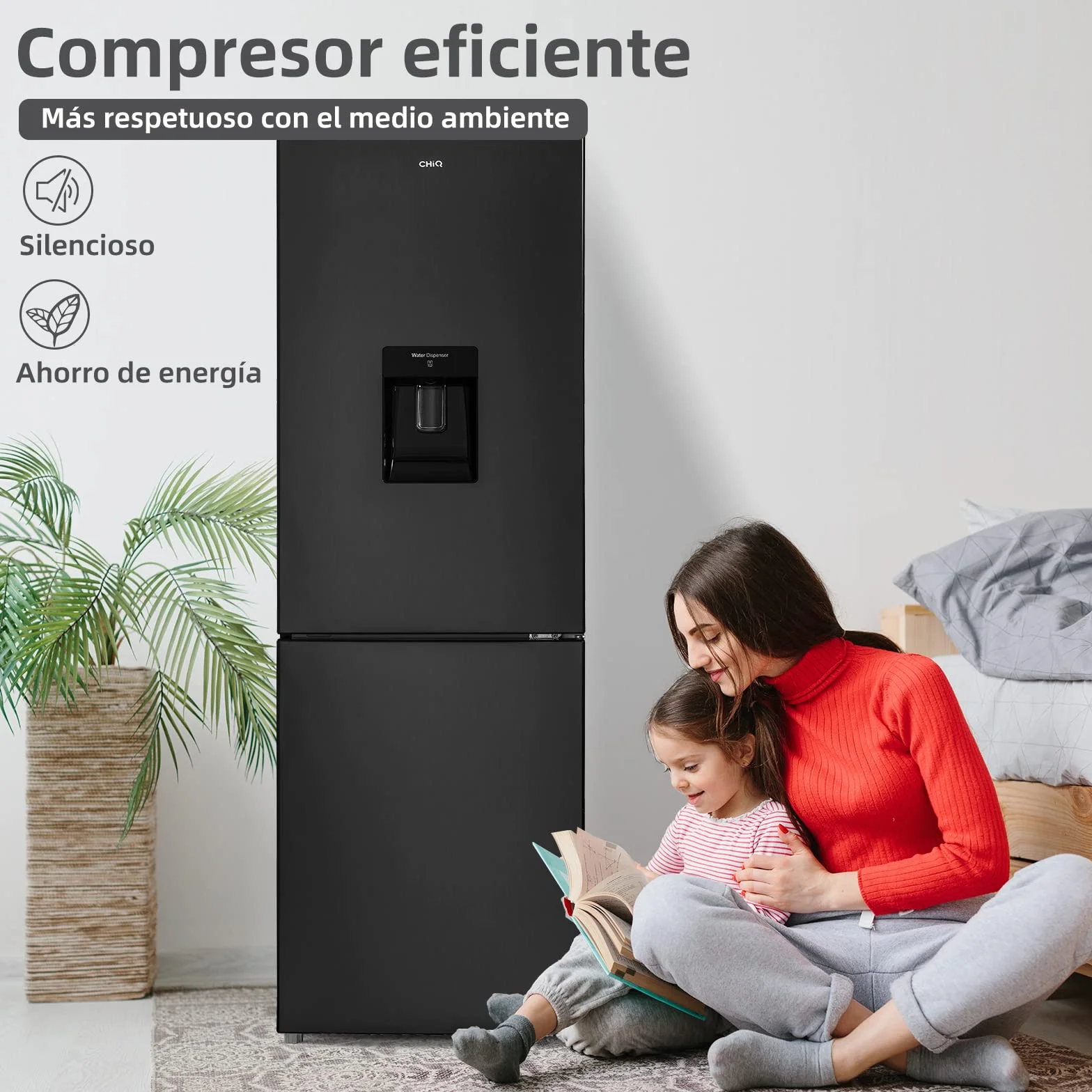 CHiQ FBM228NE4DE No Frost Combi Refrigerator 231 L, flujo de aire múltiple, dispensador de agua, 170 cm