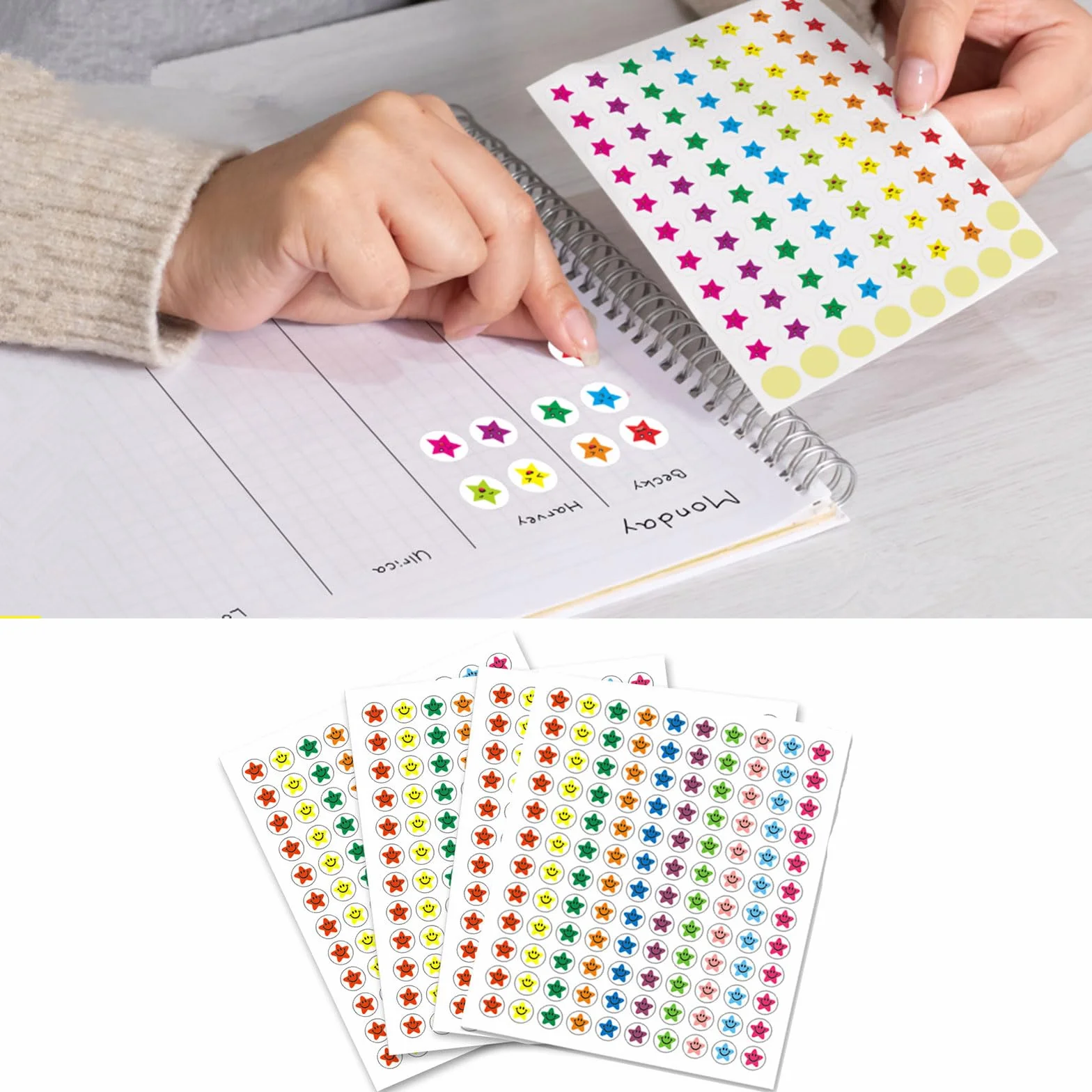 Gráficos de Incentivos para el Aula, Tablero de Recompensas para Niños, con 480 Pegatinas de Estrellas, 12 Piezas
