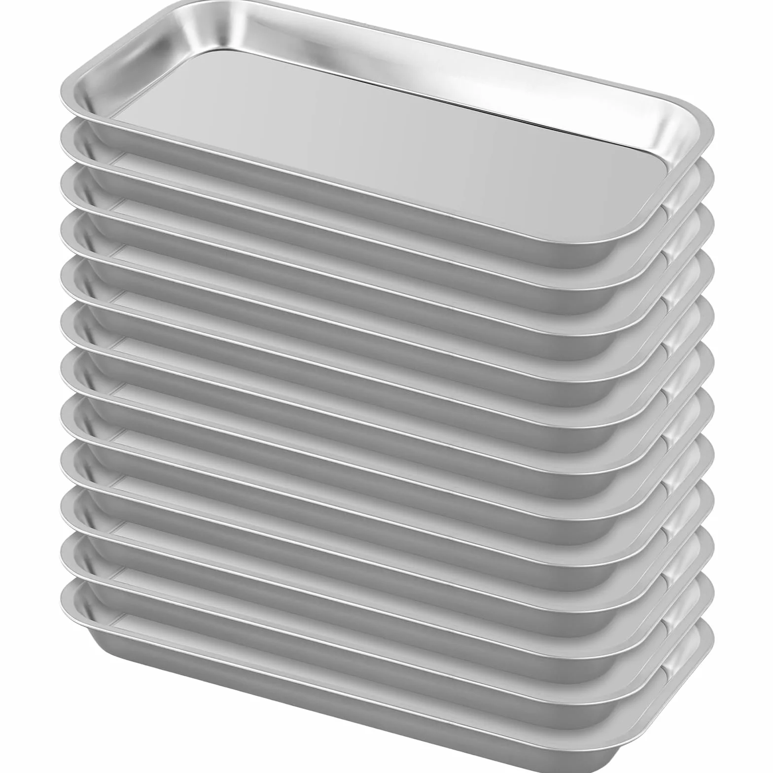 FUNSUEI bandeja de instrumentos de acero inoxidable, soporte médico rectangular 22,5 x 12 x 2 cm
