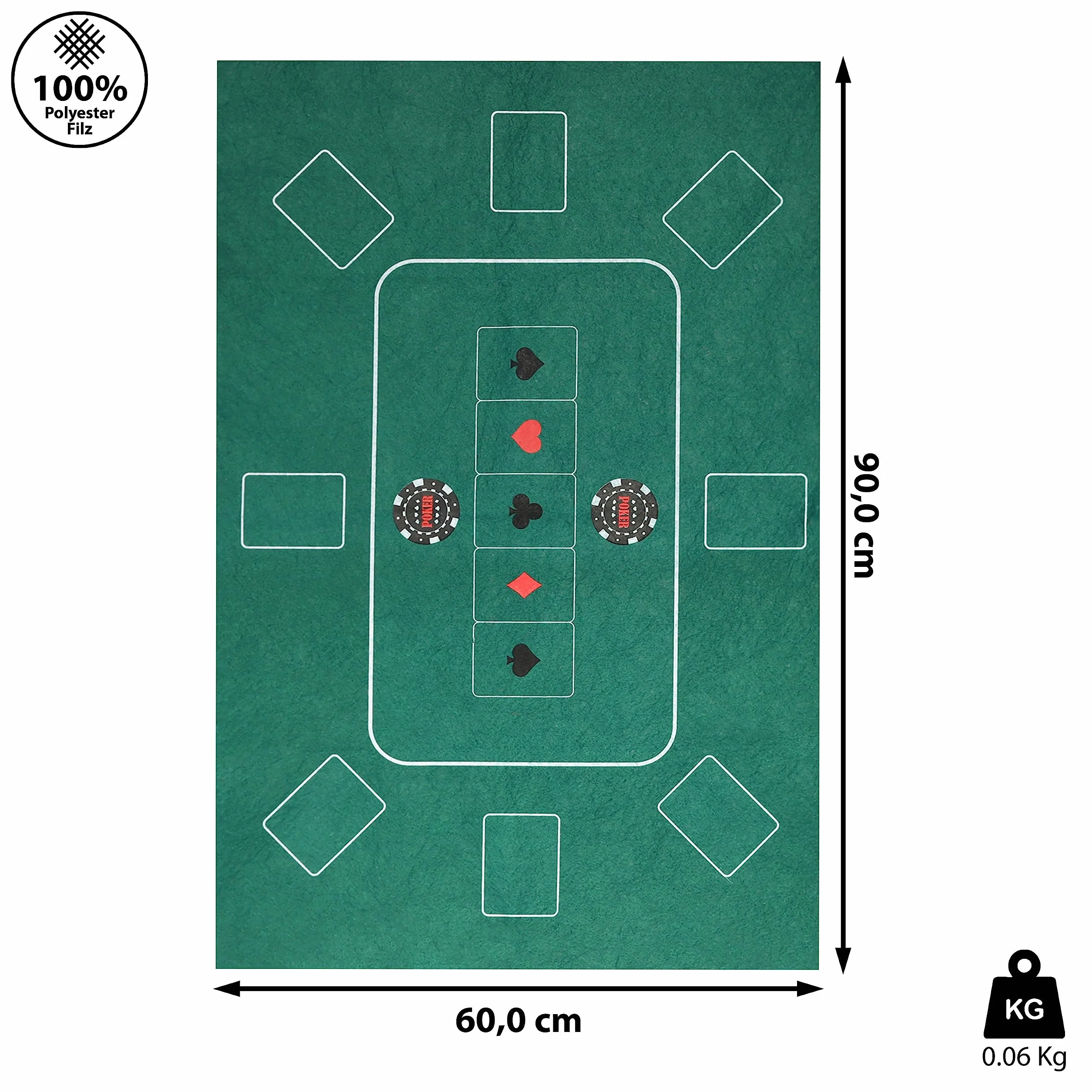 Cepewa Alfombra de Póquer Plegable 60 x 90 cm Poliéster Fieltro Verde