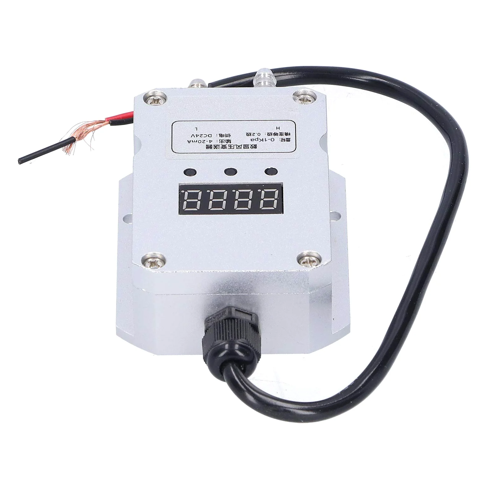 Transmisor de Presión de Viento Sensor de Pantalla Digital de Precisión para Suministro de Aire de Caldera y Control de Presión, Aleación de Aluminio Plateado (0-1Kpa)