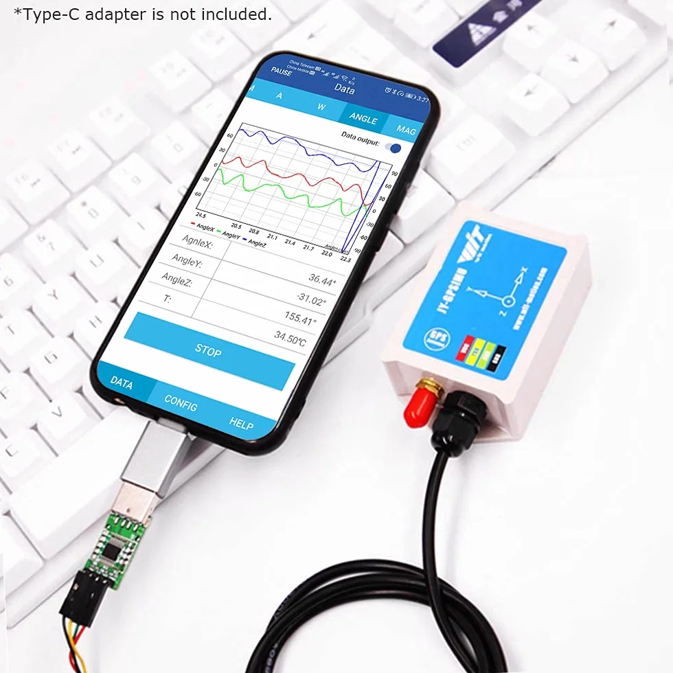 WitMotion WTGAHRS1 Inclinómetro IMU AHRS de 10 ejes de alta estabilidad, aceleración+giro+ángulo+imán+presión de aire+GPS,nivel TTL, rastreador de posición de navegación de bajo consumo con antena GPS