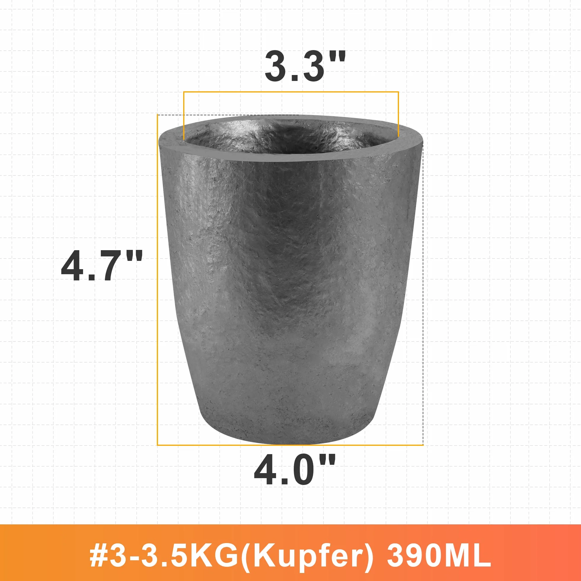 Crisol de grafito de carburo de silicio 3.5 kg 390 ml 1800°C para fundición de aluminio oro plata cobre