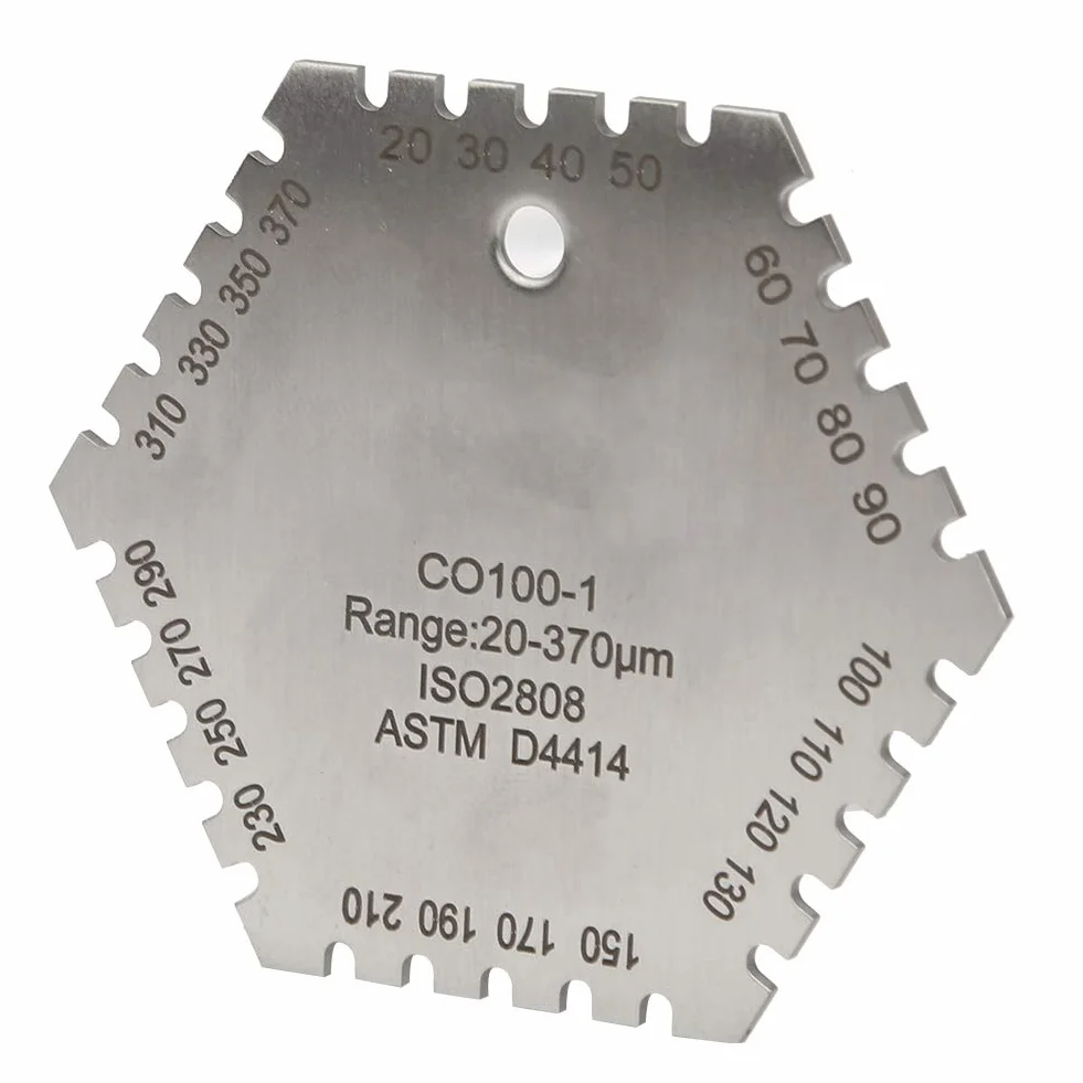 Peine de Película Húmeda Hexagonal de Acero Inoxidable Rango 20-370um