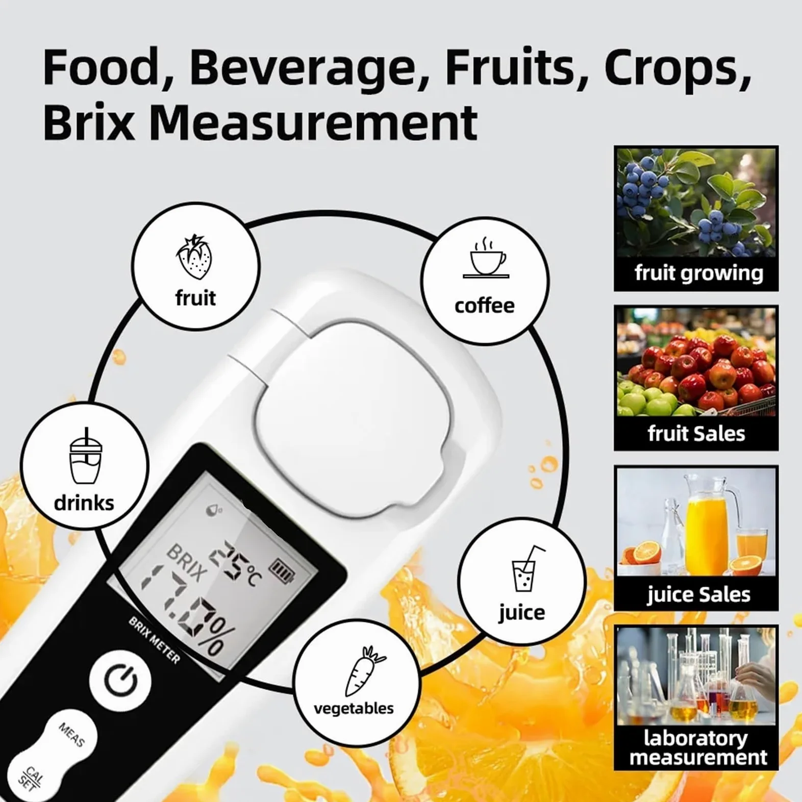 Refractómetro digital Brix Rango 0-55% Precisión ±0,2% Mide contenido de azúcar en miel Vino Cerveza Líquidos