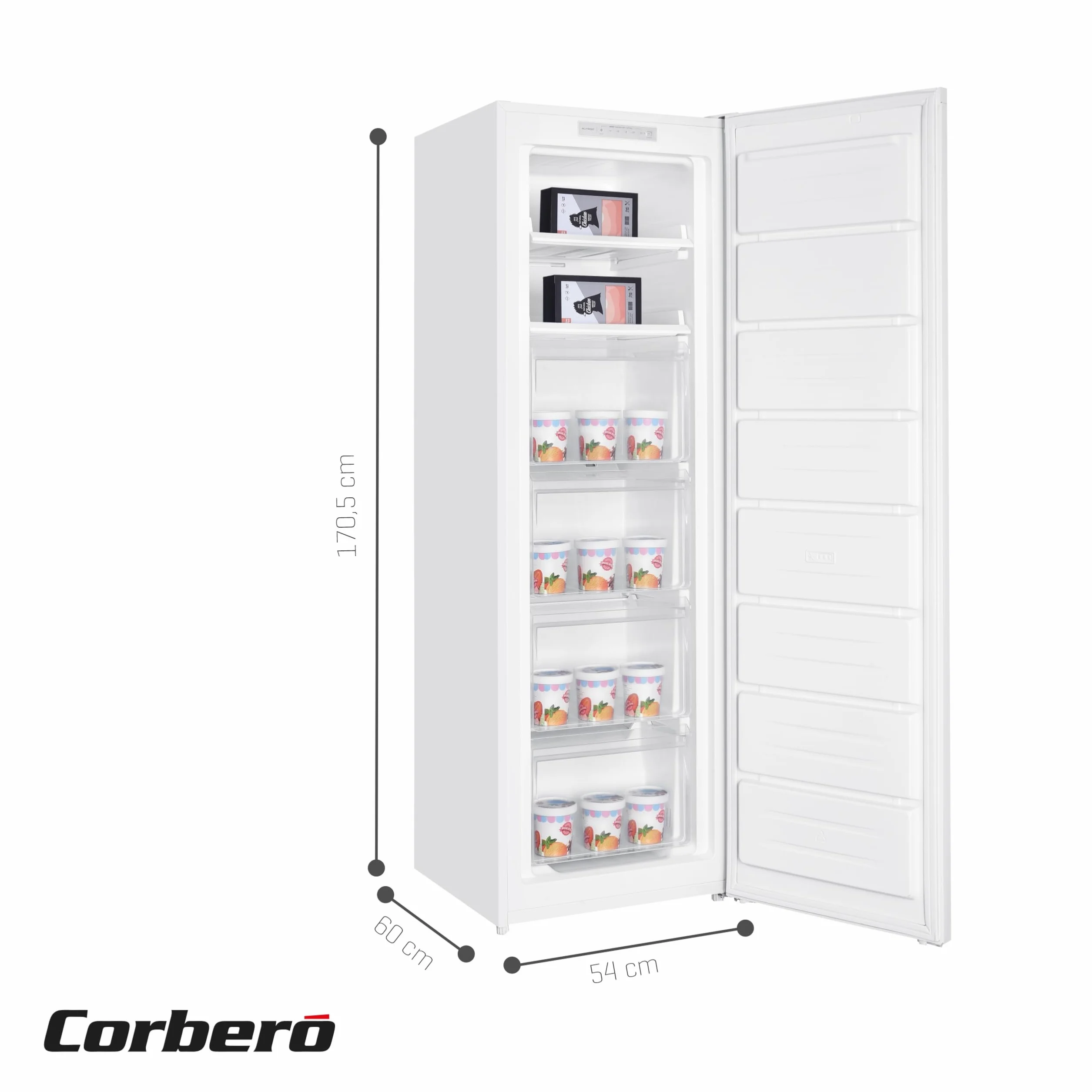 Corberó Congelador Vertical No Frost Inverter 204L 171.5 cm Blanco