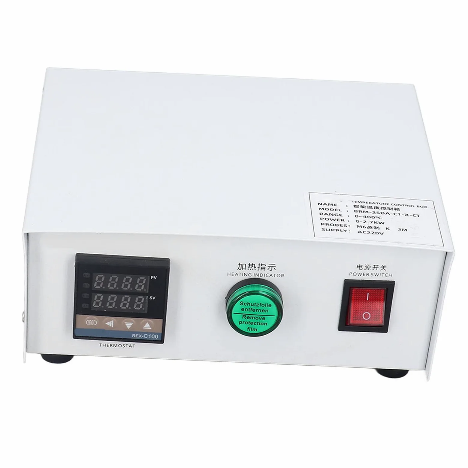 Aramox Controlador de Temperatura de Calor Kit de Controlador de Temperatura PID de Acero Inoxidable AC220V 32 a 752F K Termopar Salida SSR Caja de Control Digital para Hornos Moldes Tanques de Agua