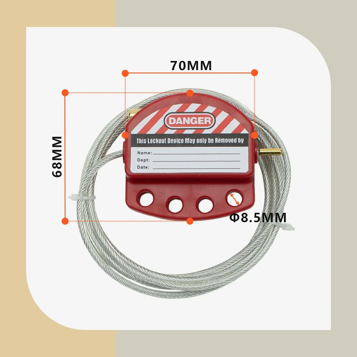 Bwintech 10 Pcs Rojo Ajustable Lockout Tagout Cable de acero para aplicaciones de bloqueo tagout, trabajar con candados de seguridad