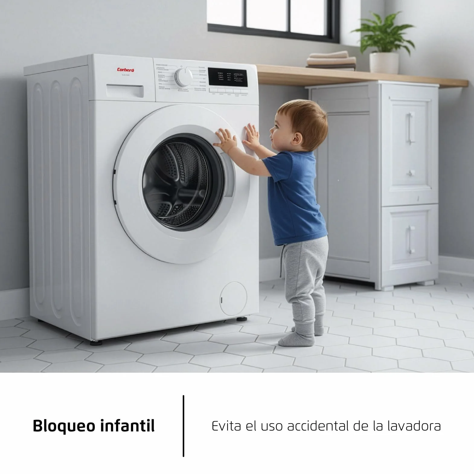 Corberó Lavadora Plus 6 kg 1000 rpm Motor Inverter 15 Programas Función Vapor Blanco