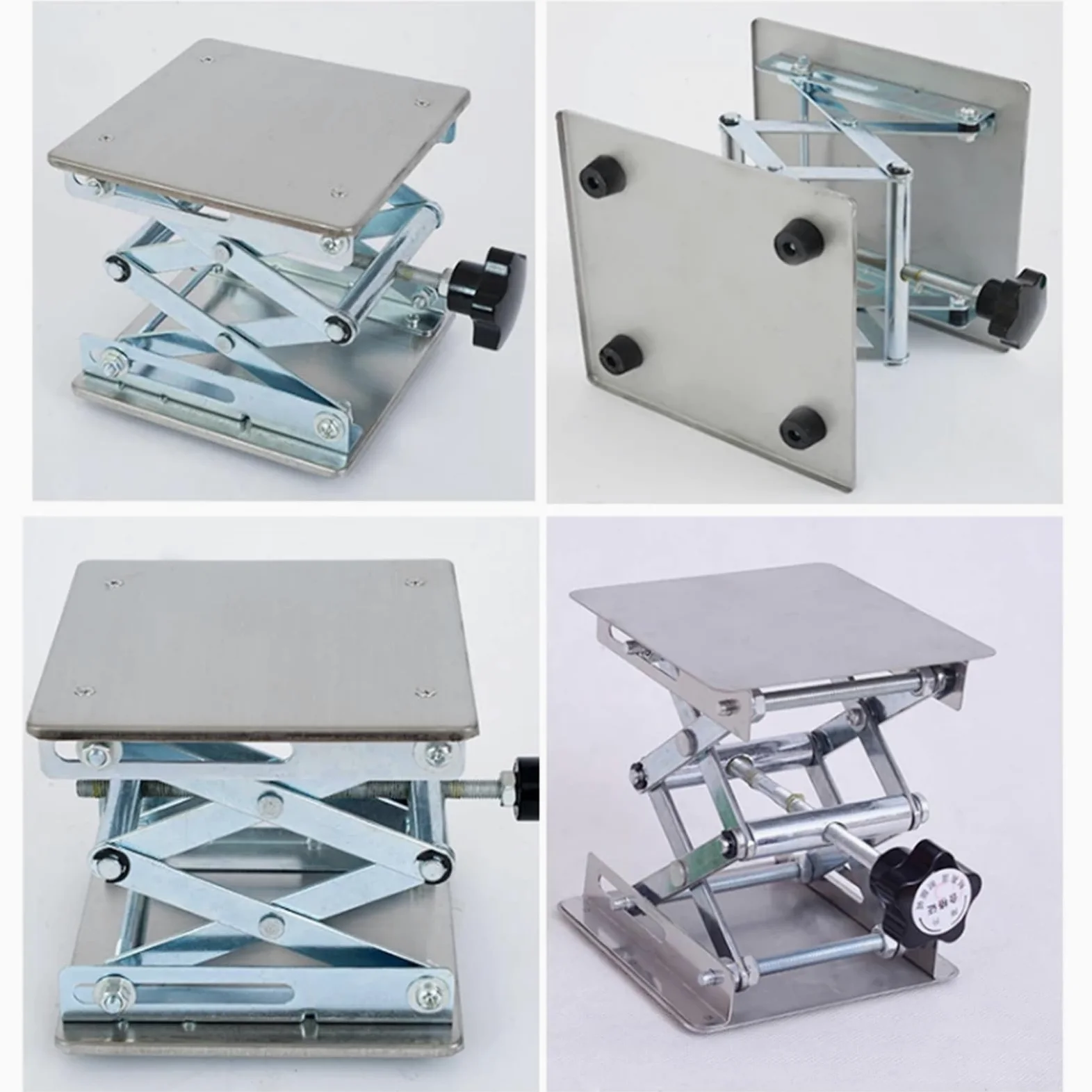 Soporte De Gato Laboratorio Acero Inoxidable, Plataforma | Con tapete antideslizante, rango de altura de elevación expandible 50-460 mm, peso máximo de soporte 25 kg(250x250mm)