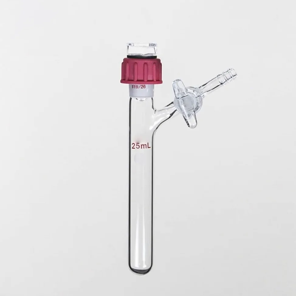 Adaptador de vidrio, Adaptador de control flujo vacío Tubo reacción borosilicato Tapón válvula PTFE LH-437-T 10-250 ml(LH-437-T-89)