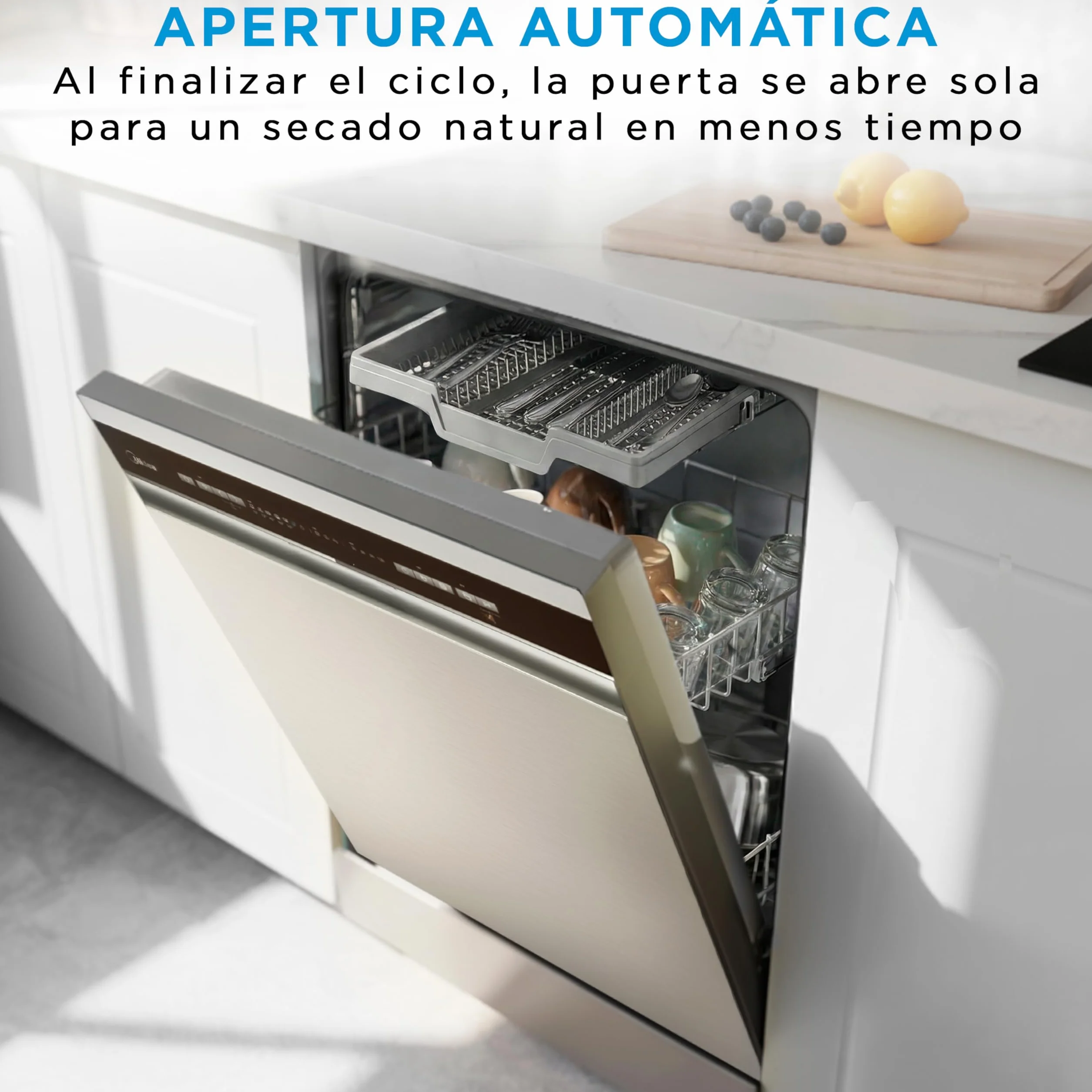 Midea Lavavajillas 60 cm Inox 14 servicios Libre instalación Compacto 10 Programas Filtro Antibacterias Programación Horaria