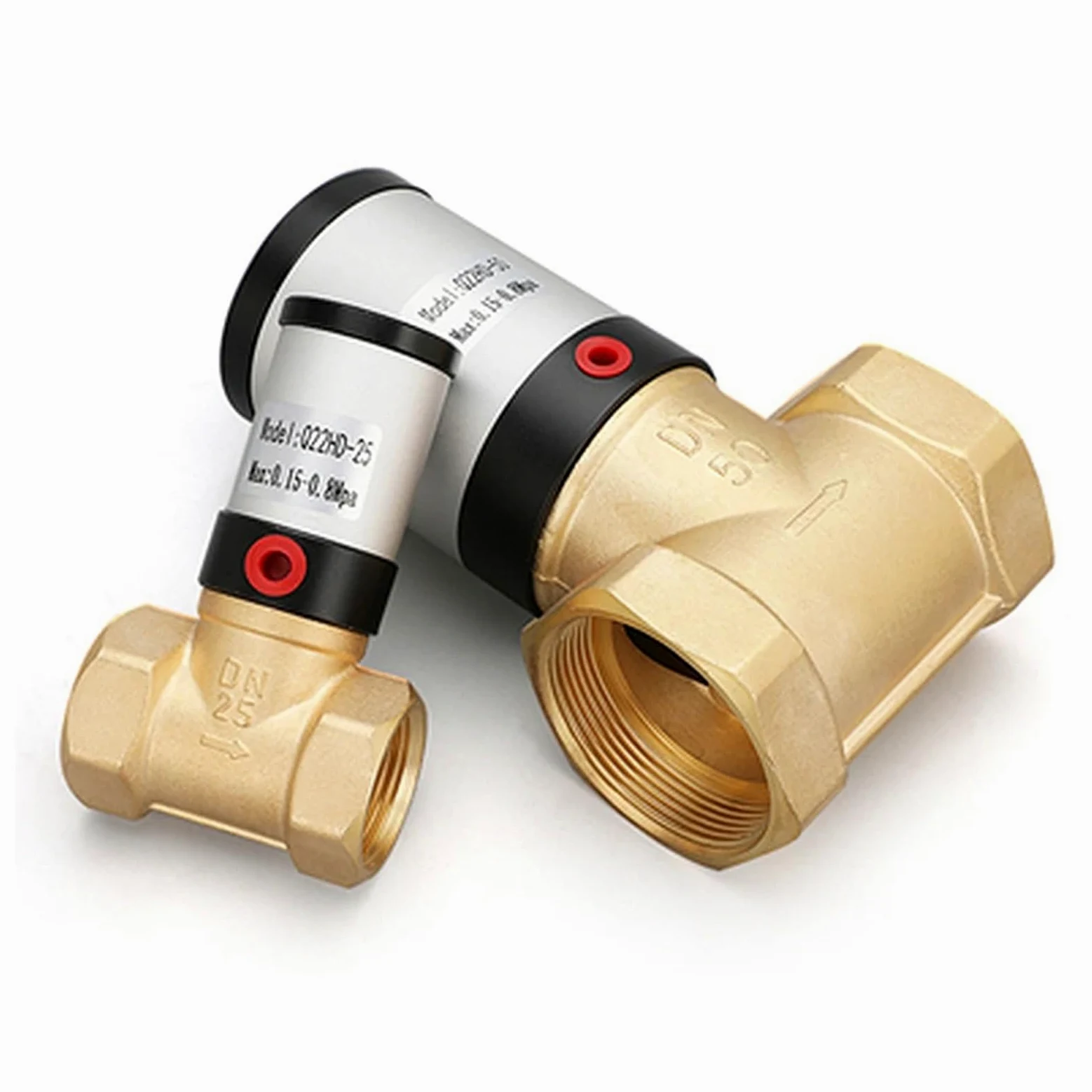 Válvula neumática de aire de corte de latón de 2/2 vías, G 1/2" 3/4" 1" DN50, N/CN/O, for agua, petróleo y gas, Q22HD-15/20/25/32/40/50(Q22HD-15 NC,NBR)