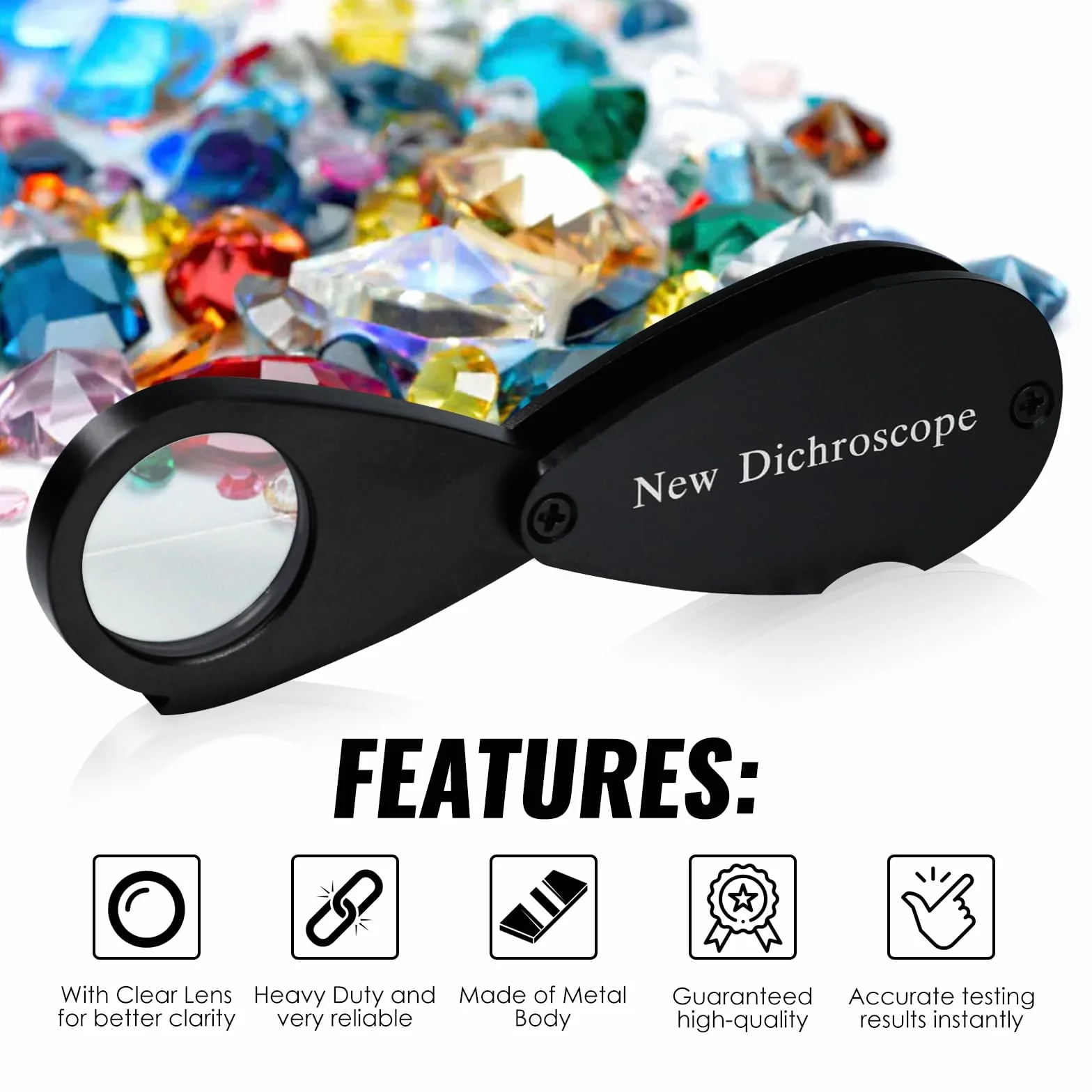 Dicroscopio para Análisis de Pleocroísmo de Piedras Preciosas, Cuerpo de Aluminio, 2cm Lente, Analizador de Color