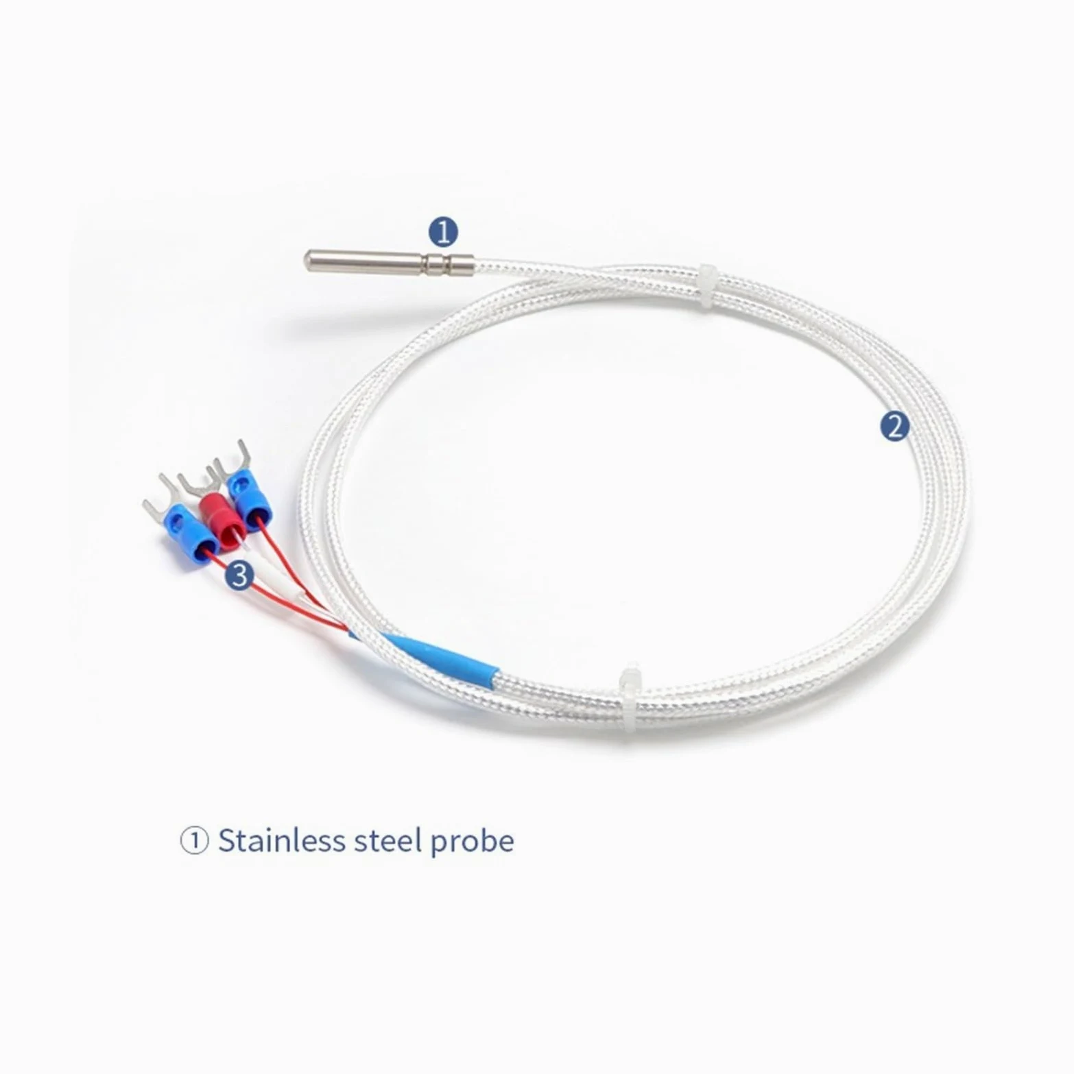 Sensor de temperatura PT100 de 4 mm x 30 mm, termopar de acero inoxidable, cable de 1/2/3/4/5 m(PT100 5M)