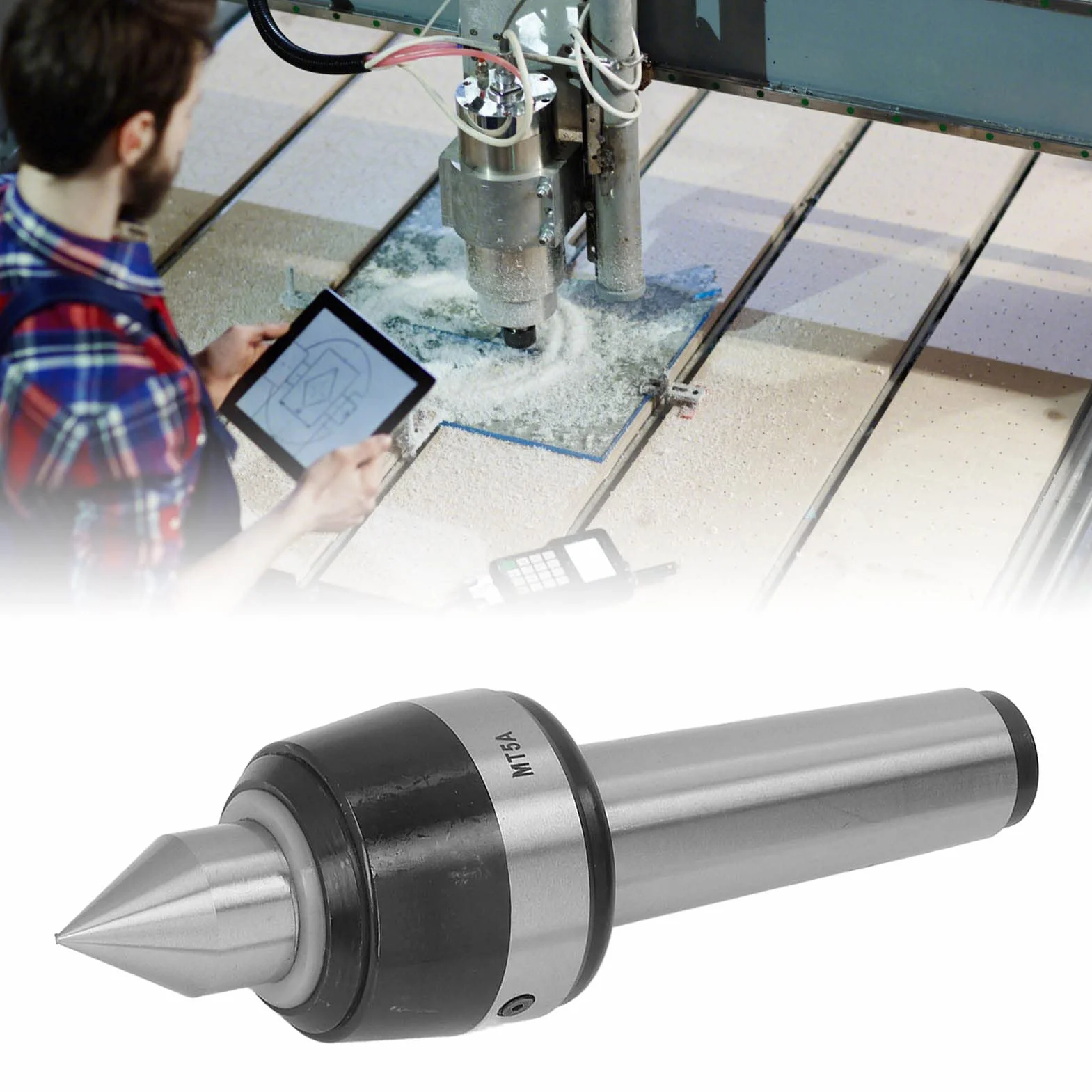 Centro Vivo Giratorio de 60 Grados, Herramienta de Contrapunto de Torno CNC MT5 de 5000-6000rpm para Mecanizado de Alta Velocidad, Acero 40cr