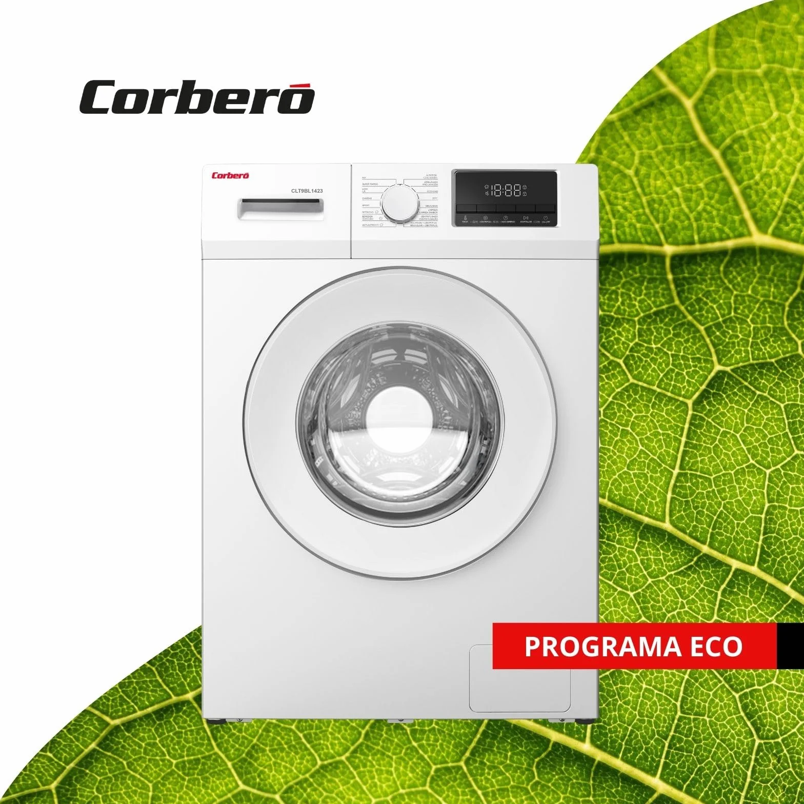 Corbero Lavadora Carga Frontal CLT9BL1423 9 Kg 1400 Rpm Inverter 16 Programas Vapor Blanco