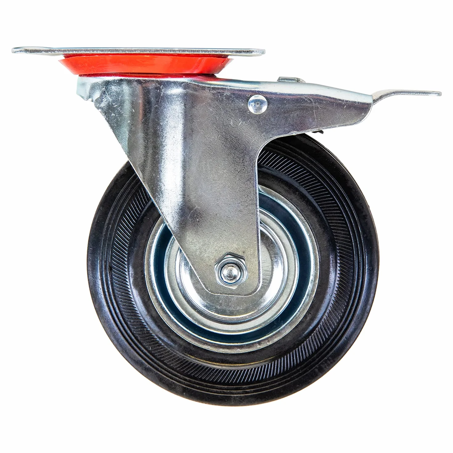 Ruedas de goma maciza con freno 125 mm 400 kg HMF 6790 4 unidades negro