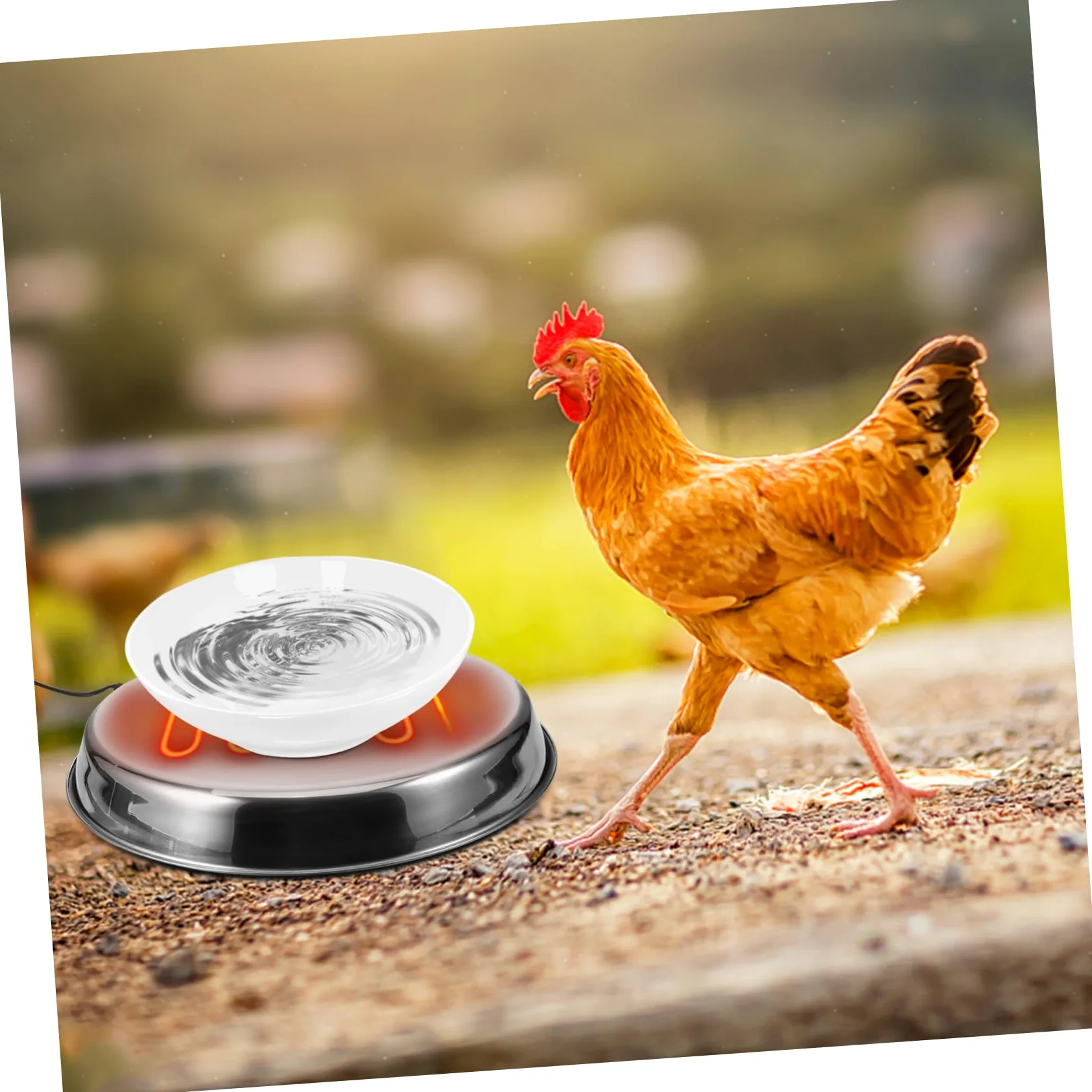 Base Calefactora para Bebedero de Aves de Corral en Invierno Acero Inoxidable y Calor Constante para Patos y Pollos Eu Plug 220-240v