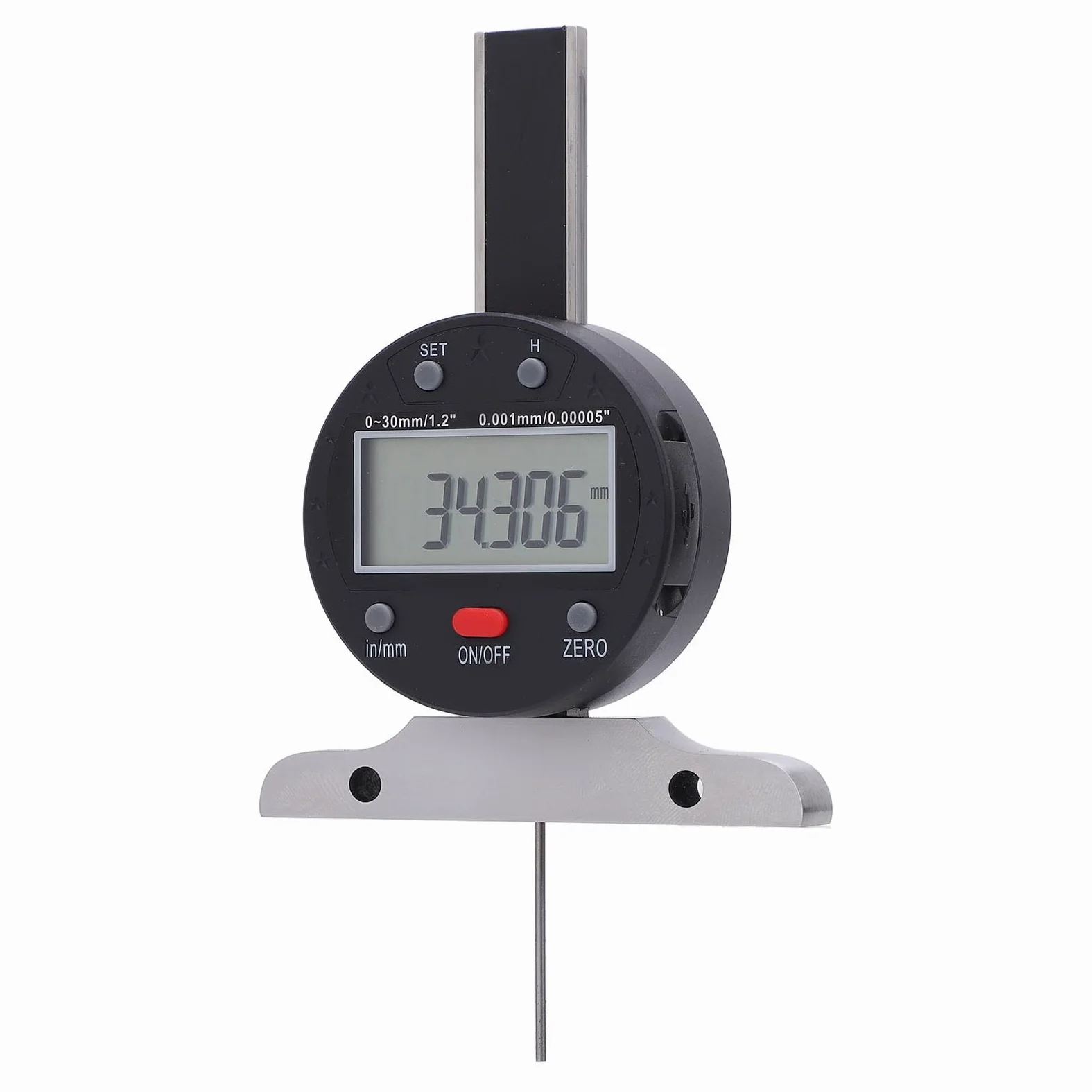 Cuifati Medidor de Profundidad Digital 0-30 Mm 0-1,2 Pulgadas Indicador Electrónico con Precisión de 0,001 Mm 0,0005 Pulgadas, Herramienta de Medición de Profundidad de Transferencia de Datos USB,