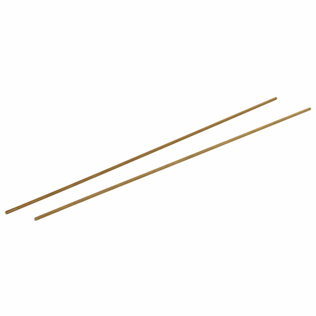 sourcing map M2.5 x 250mm Macho de Rosca 0.45mm paso Barra de Latón Espárrago Perno 2uds
