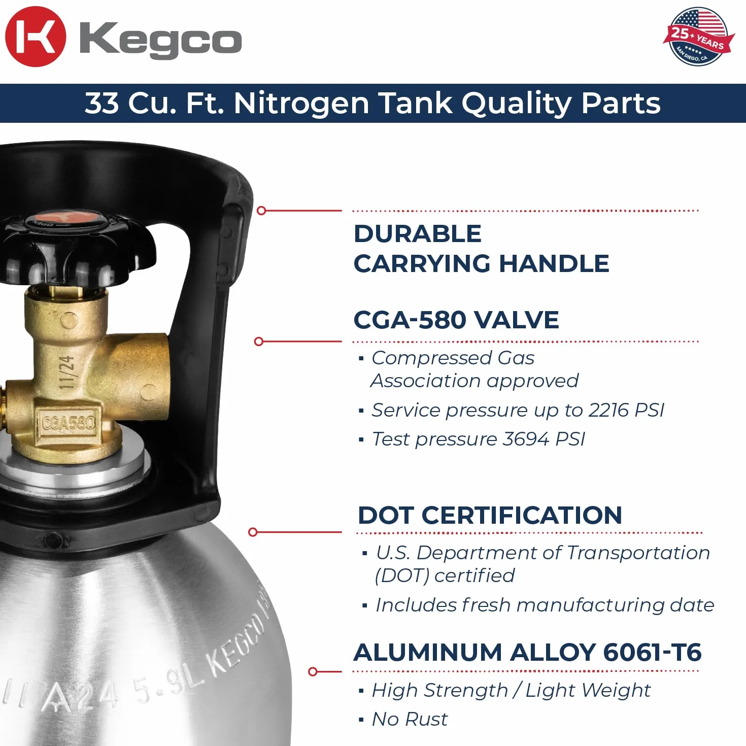 Kegco ZXI33-580 Depósito de nitrógeno, Aluminio