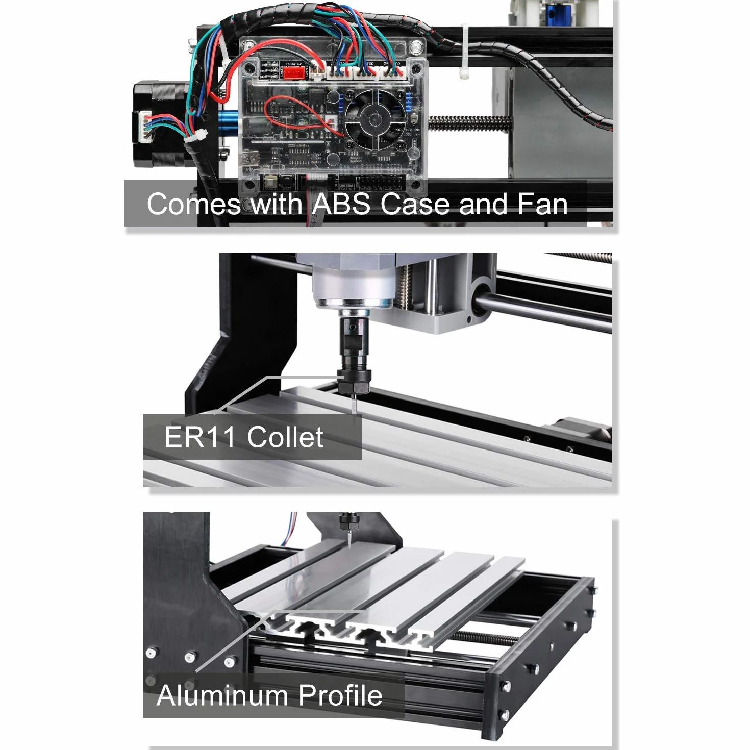 SainSmart Genmitsu CNC 3018-PRO - Kit de fresado/grabado, controlado por GRBL, 3 ejes para el tratamiento de acrílico, PVC, madera, aluminio suave, área de trabajo 300 mm x 180 mm x 45 mm