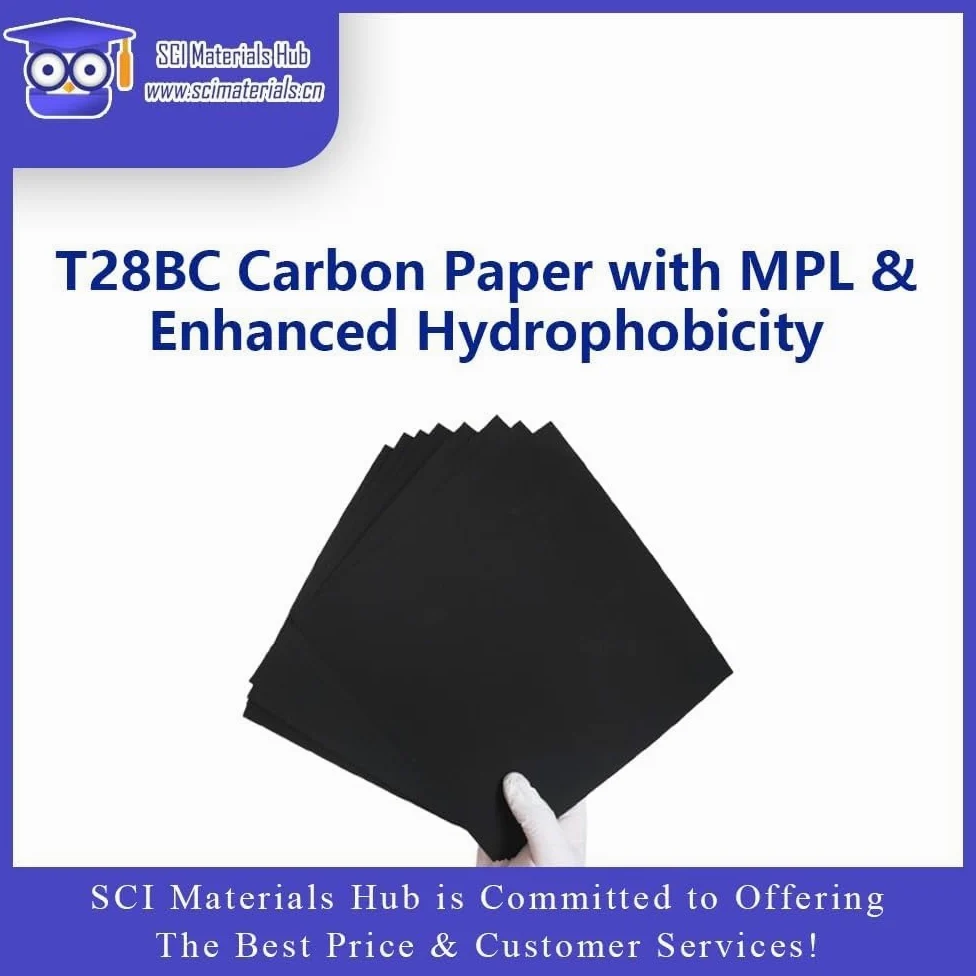Papel carbón hidrofóbico T28BC for pila de combustible, resistencia al agua Superior y rendimiento mejorado, 1 ud.(10%-10cm*10cm)