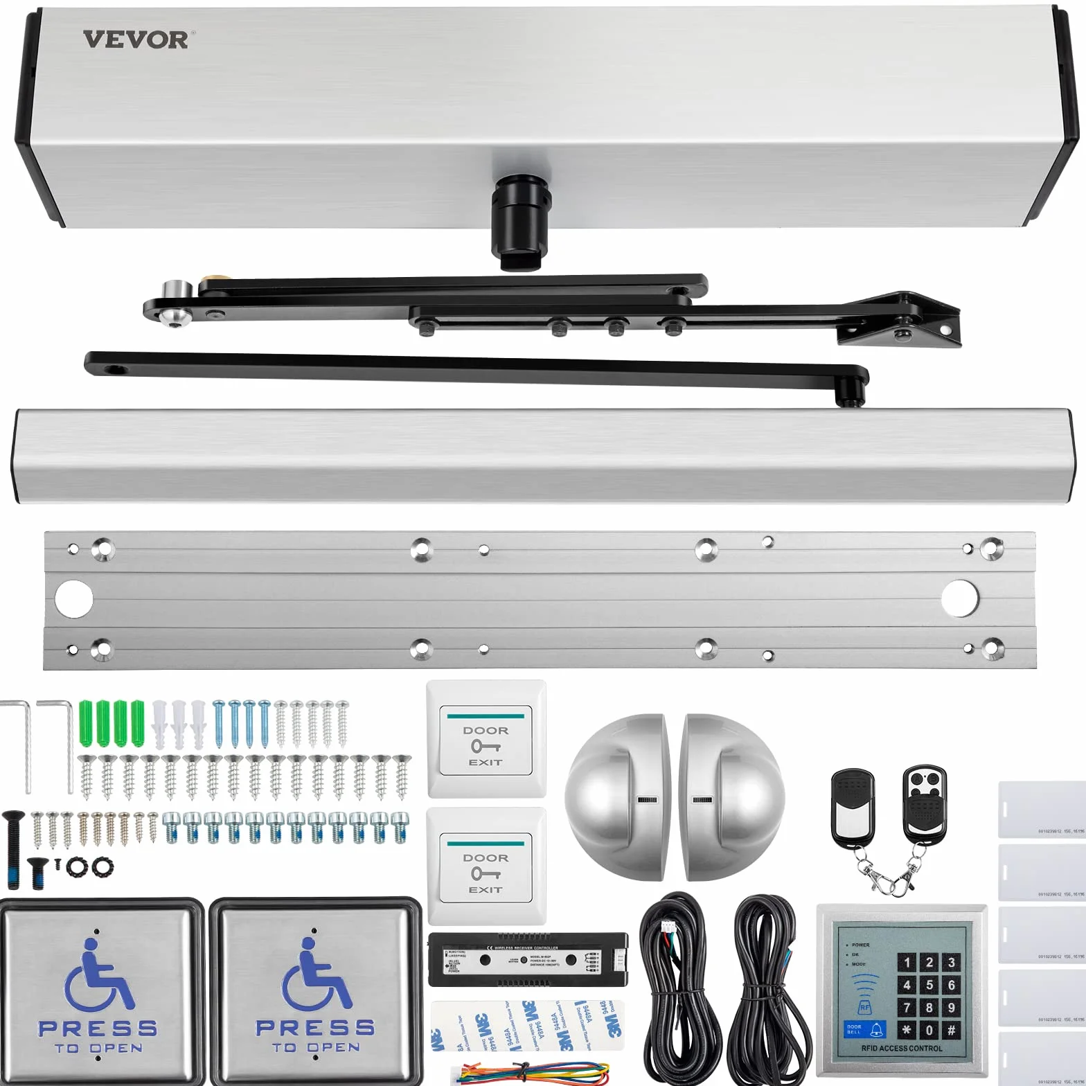 VEVOR Abridor Automático de Puerta 100-240V 50W Abridor de Puerta Basculante Residencial Comercial Operador de Puerta Abatible Automático Max Ángulo 120 grados, plata