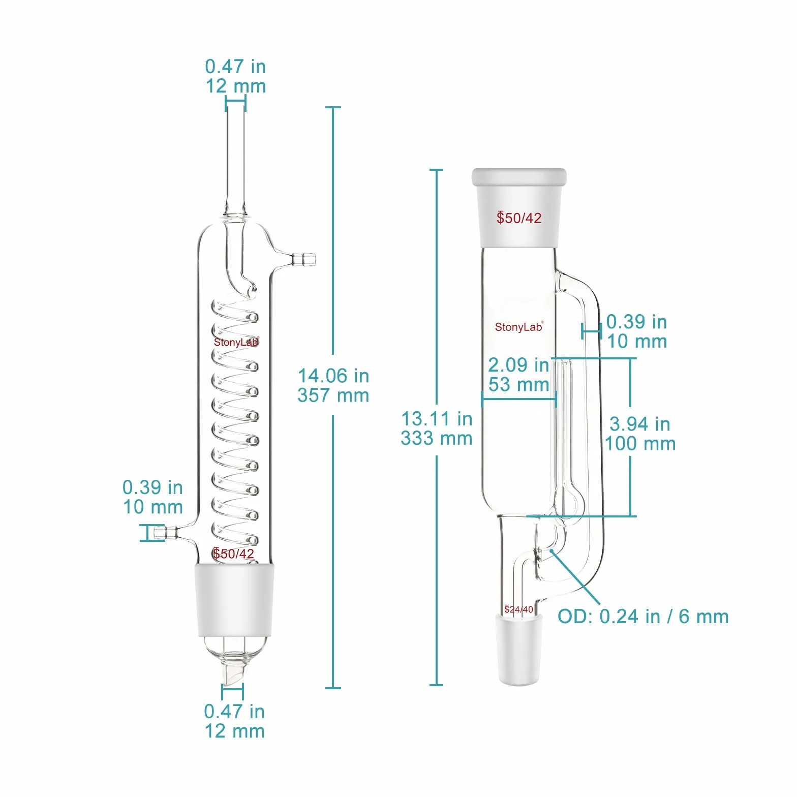 stonylab Kit de Extracción Soxhlet, Extractor Soxhlet de Vidrio de Borosilicato 50/42 con Condensador Graham y Dos Matraces de Fondo Plano 24/40 de 500 ml para Extracción de Laboratorio