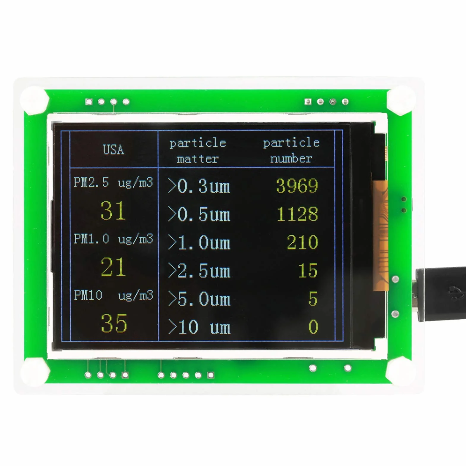 Detector de Calidad del Aire 2,8 Pulgadas Multifuncional Digital Auto PM2.5 Medidor de Calidad del Aire PM1.0, PM10.0, PM2.5, Temperatura, Humedad, Partículas