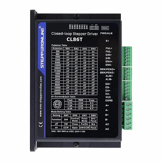 STEPPERONLINE Controlador paso a paso de bucle cerrado V4.1 0-8.0A 18-80VAC / 24-110VDC para motor paso a paso Nema 34