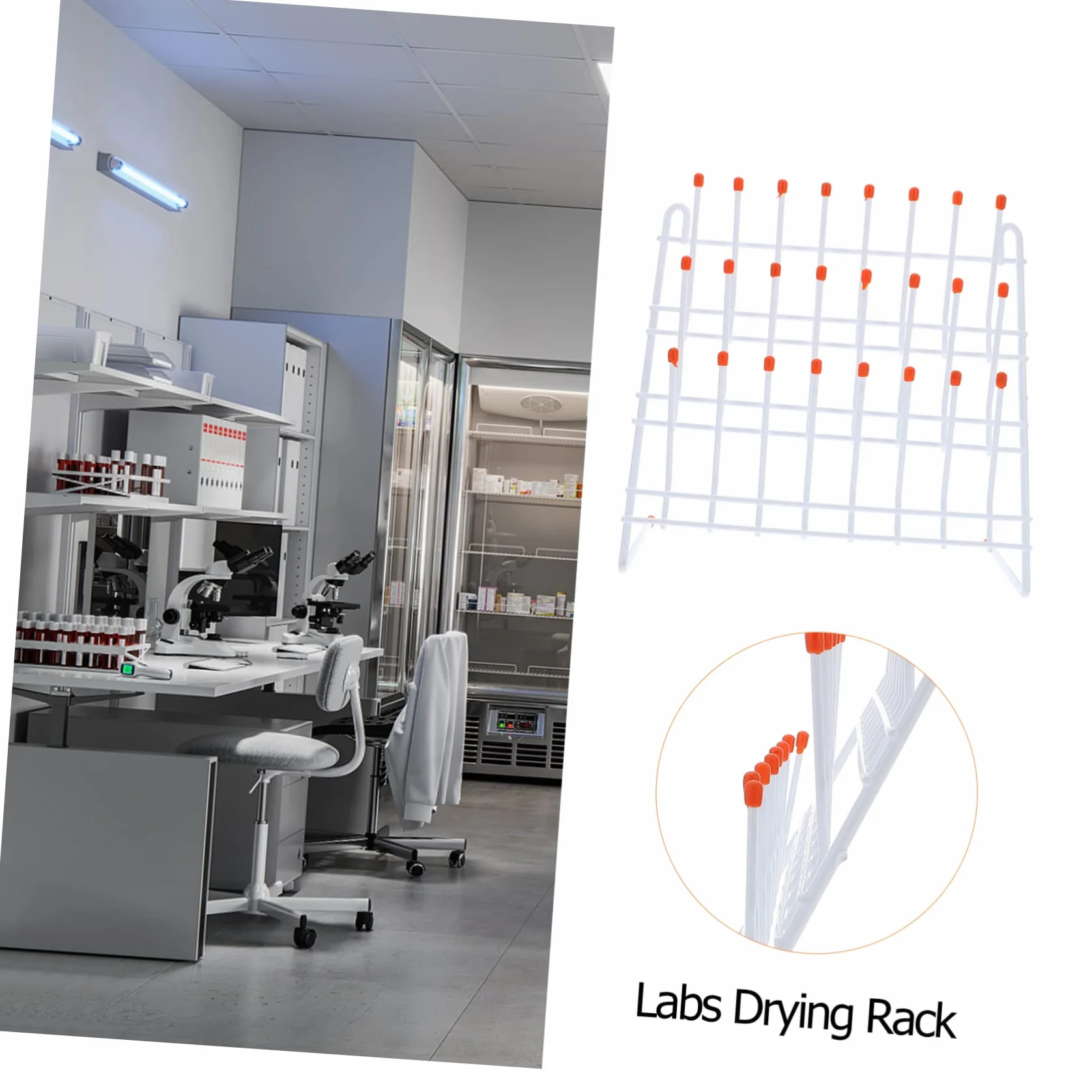 Soporte de Secado para Tubos de Ensayo y Vasos de Laboratorio de Hierro Blanco