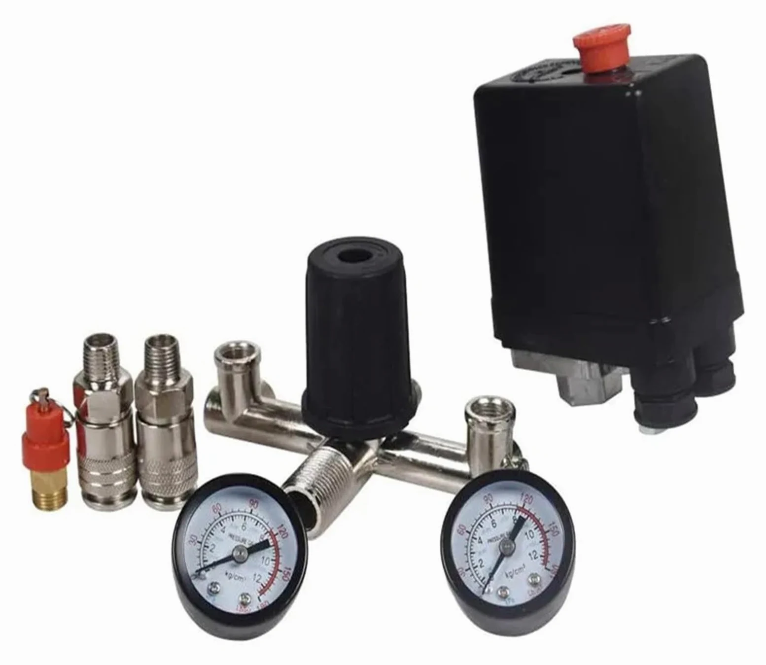 presostato del compresor Bomba compresora de Aire de 220 V/380 V, 90-120 PSI, con válvula de Interruptor de presión, colector regulador de Alivio con manómetro(380V)