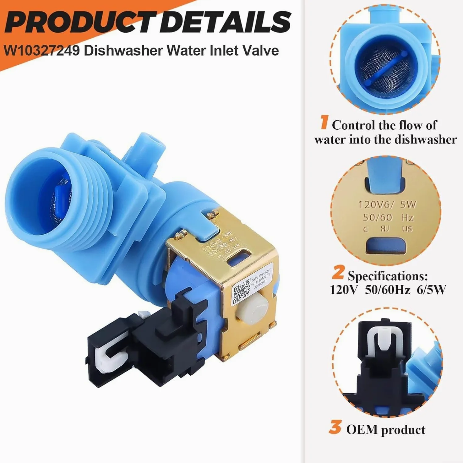 Válvula de entrada de agua para lavavajillas e inodoro – Válvula de flotador ajustable Ballcock – Diseño de prevención de fugas, rosca estándar del Reino Unido