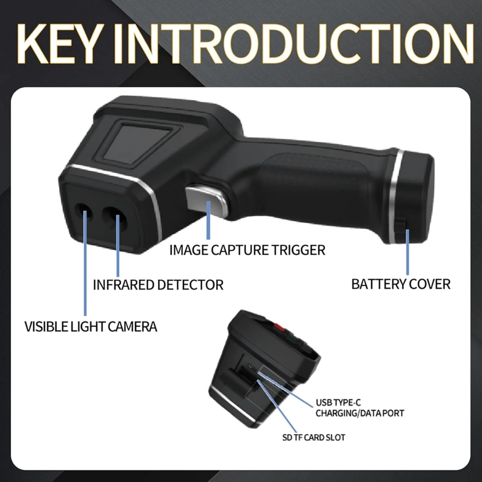Cámara infrarroja de la toma de imágenes termal de mano, con la memoria recargable de la exhibición 8GB de la batería del USB para la detección termal de la falta