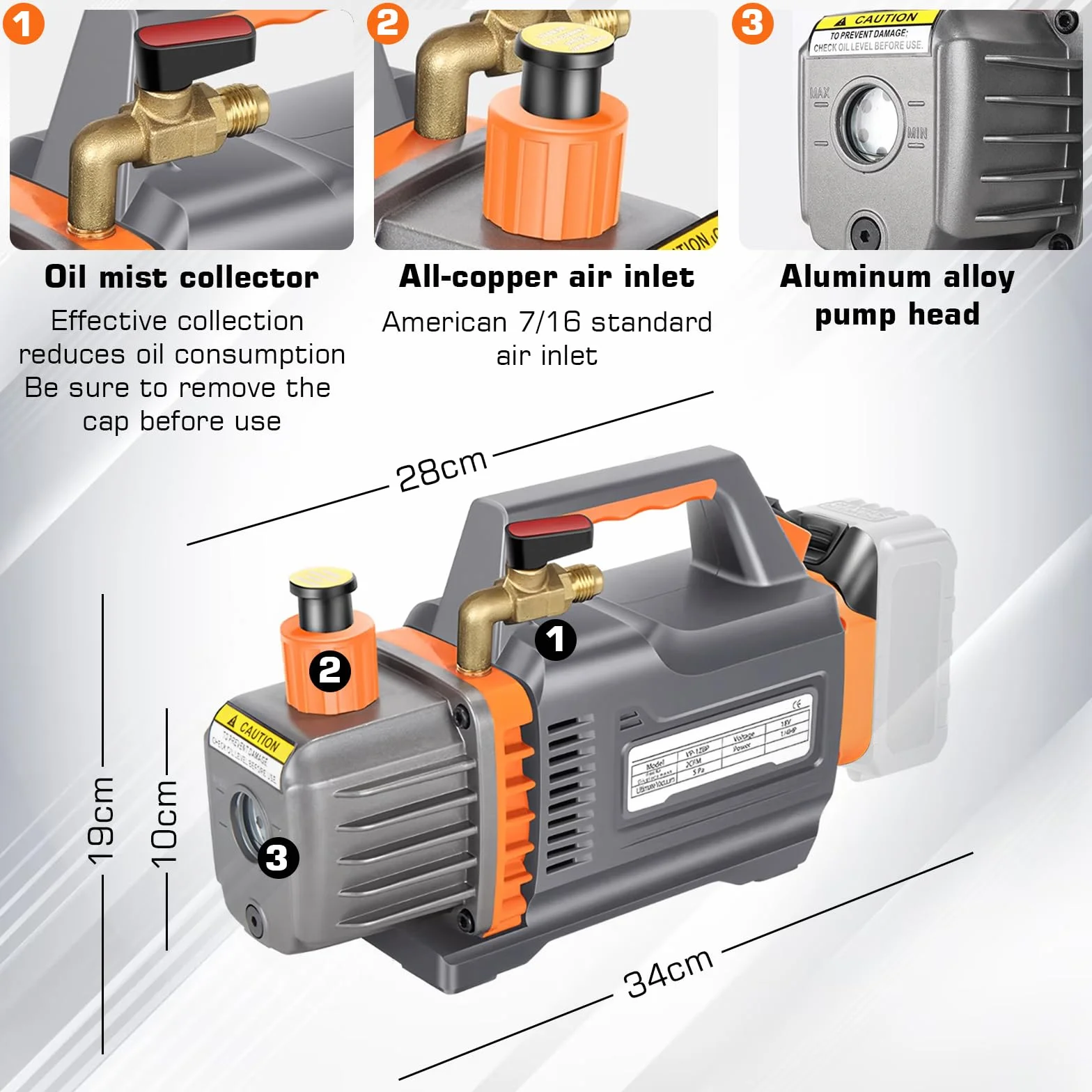 Bomba de vacío compatible con batería Mak-ita de 18 V, bomba de vacío de 1 etapa, 2CFM, 1/4HP, 5 PA, probador de vacío para herramientas de aire refrigerante HVAC AC, desgasificación de resina