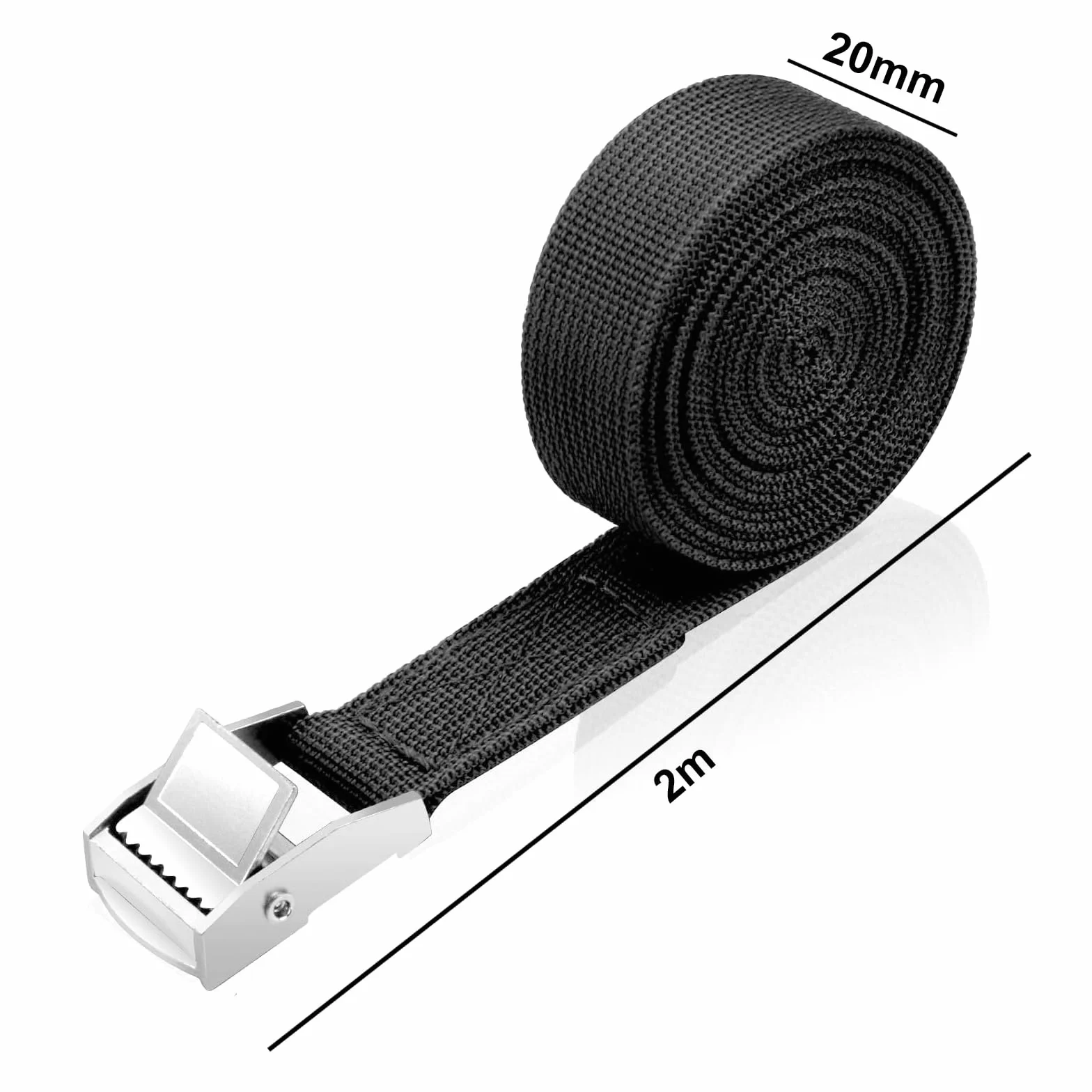 Cinchas de Amarre con Trinquete 4 Piezas 2m x 20mm 150kg Correas de Sujeción de Carga Negro
