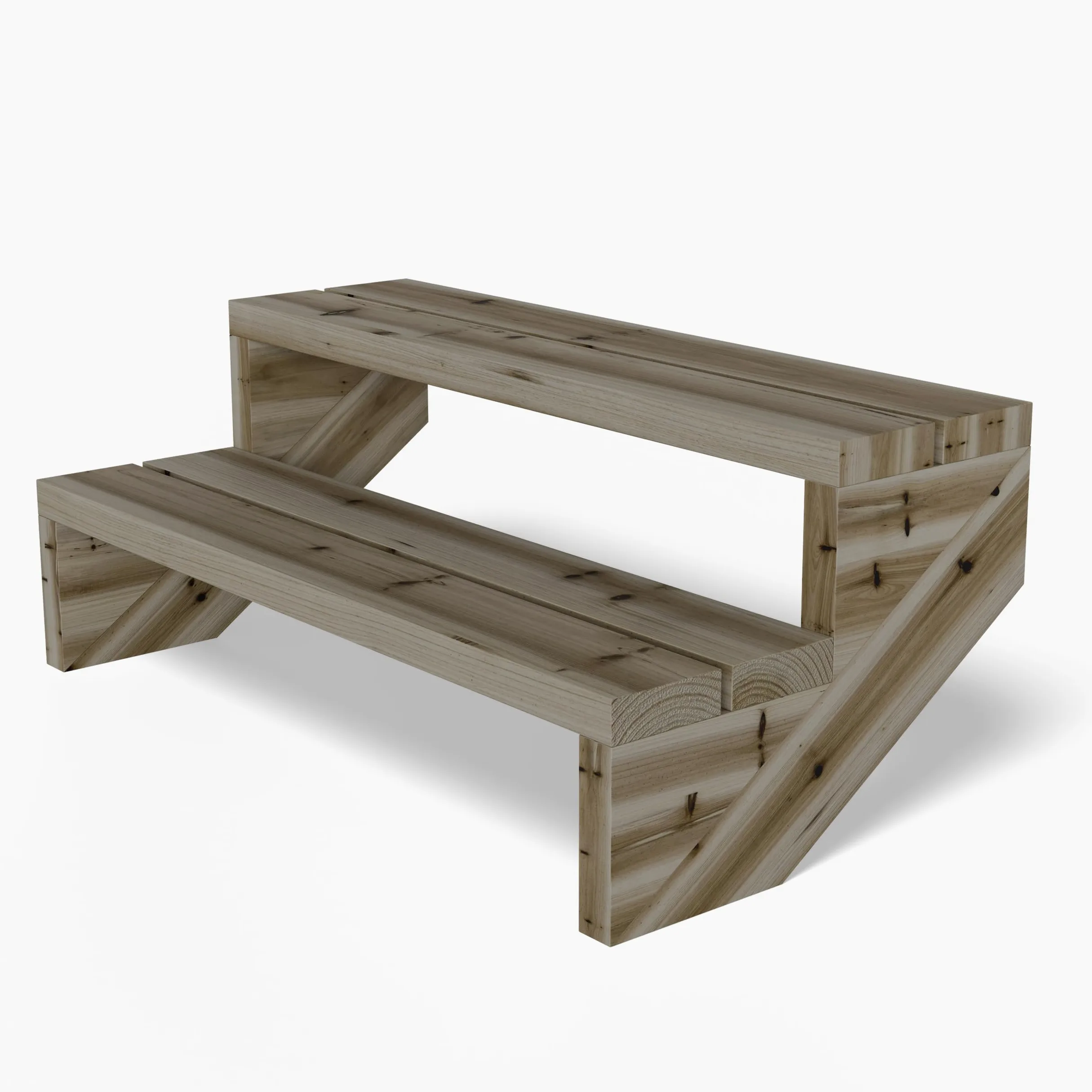 Gartenwelt Riegelsberger Escalera de terraza de pino impregnado – 95 cm de ancho, 2 peldaños, altura total 38 cm – Escalera exterior de madera maciza resistente a la intemperie con mejillas, tablones