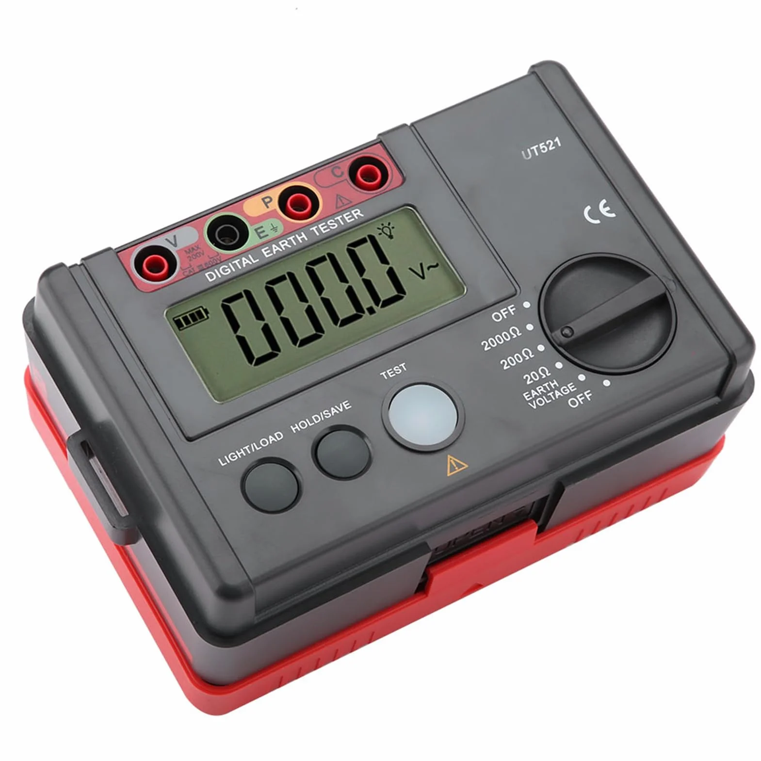 Aislador de tierra física UT521 Medidor de tierra digital Medidor de resistencia de tierra física Equipo Ohmiómetro con estuche de almacenamiento, 50Hz / 60Hz
