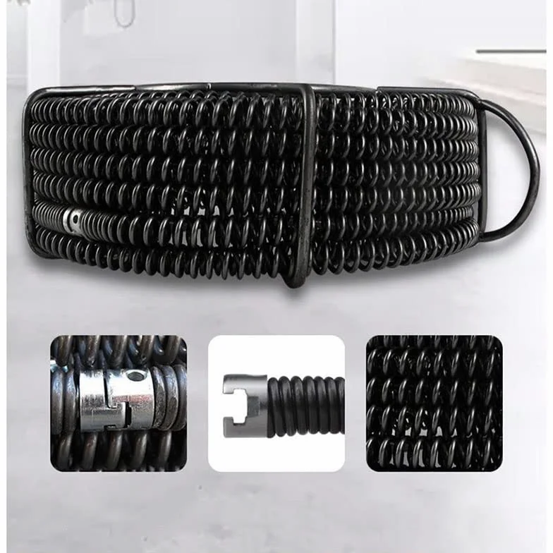 Juego de muelles de extensión for draga de tubería de drenaje doméstico de 14M de longitud, resorte de compresión for draga de alcantarillado con conector for tubería de 10-100MM