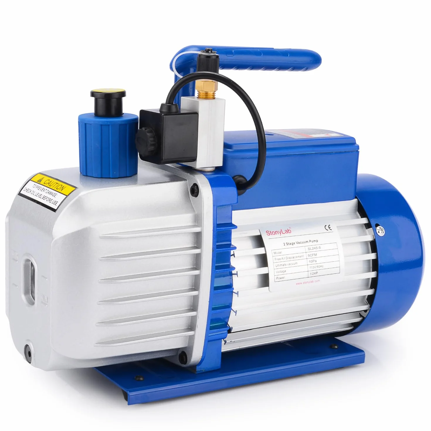 stonylab Bomba de Vacío Paletas Rotativas, 4.5 CFM 10-15 Pa 1/2 HP Bomba de Vacío Compacta de 2 Etapas para HVAC AC Refrigerante Recarga aire Herramienta
