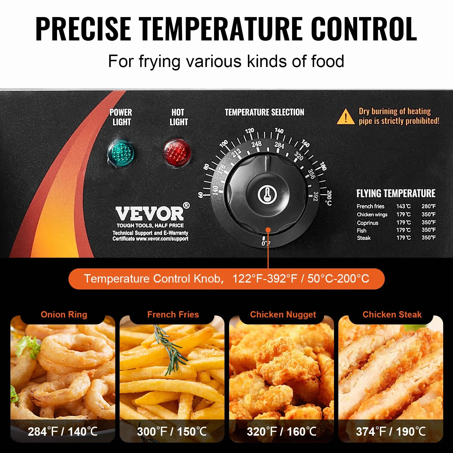VEVOR Freidora Eléctrica Comercial 2 Tanques 12L 5000W Acero Inoxidable con 2 Cestas Temperatura Ajustable 50-200°C