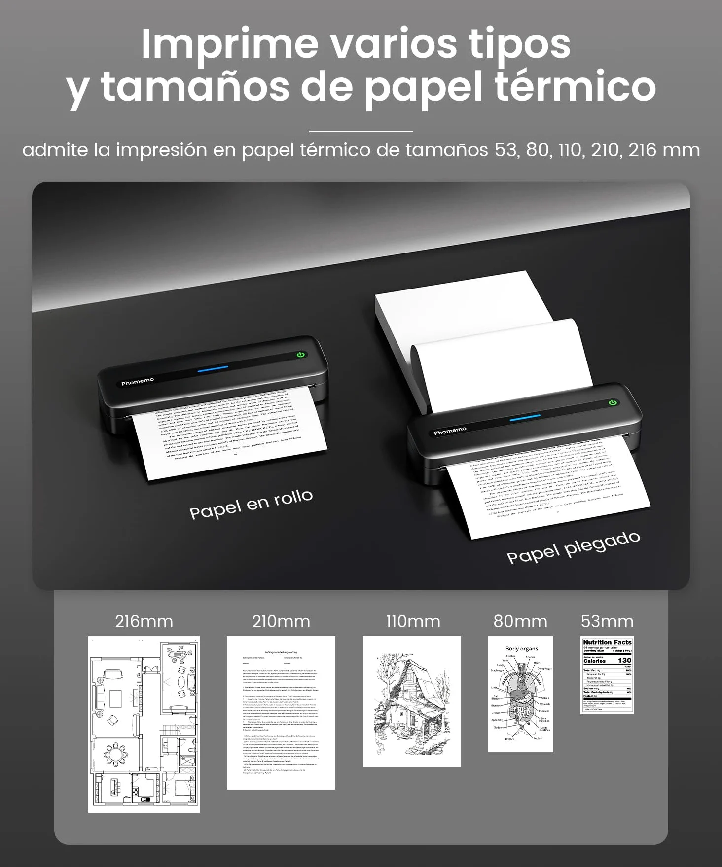 Phomemo Impresora Termica A4, M832 Impresora Portátil Inalambrica Compatible con Smartphone y PC, para Viajar, Familia, Estudio, con Maletín de Transporte y 4 Rollos de Papel Térmico, Negro
