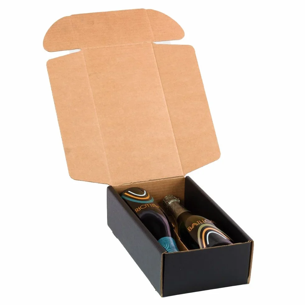 Pack 50 unidades - CAJA HORIZONTAL CAVA 2 BOTELLAS NEGRA S/ASA