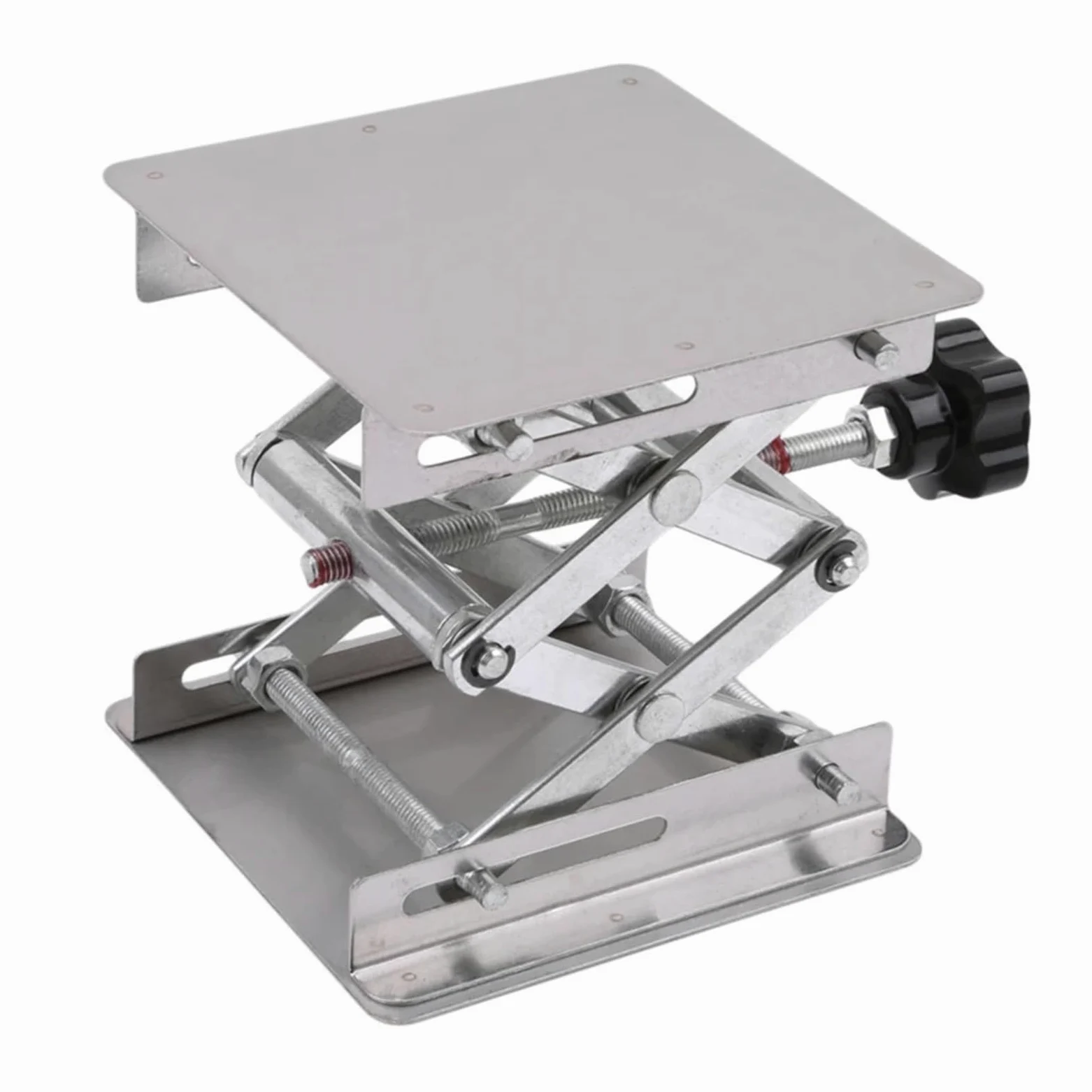 Plataforma elevadora de tijeras, soporte para mesa elevadora, tijeras, mesa elevadora, laboratorio, 100 x 100 mm, plataforma de elevación de acero inoxidable (100 x 100 mm)